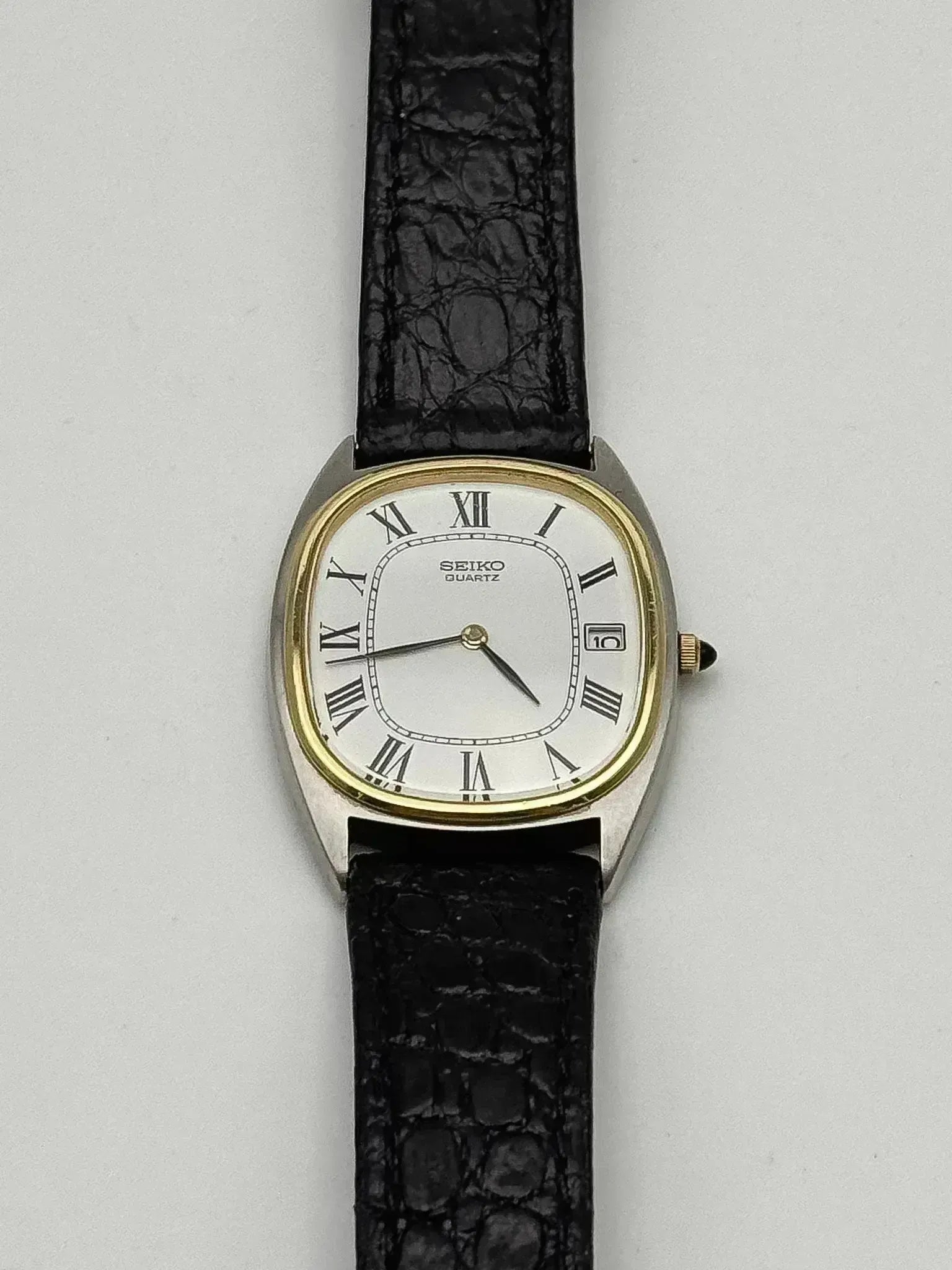 Seiko - Tonneau Acier Or Romain Cabochon - 1980s - Atelier Victor