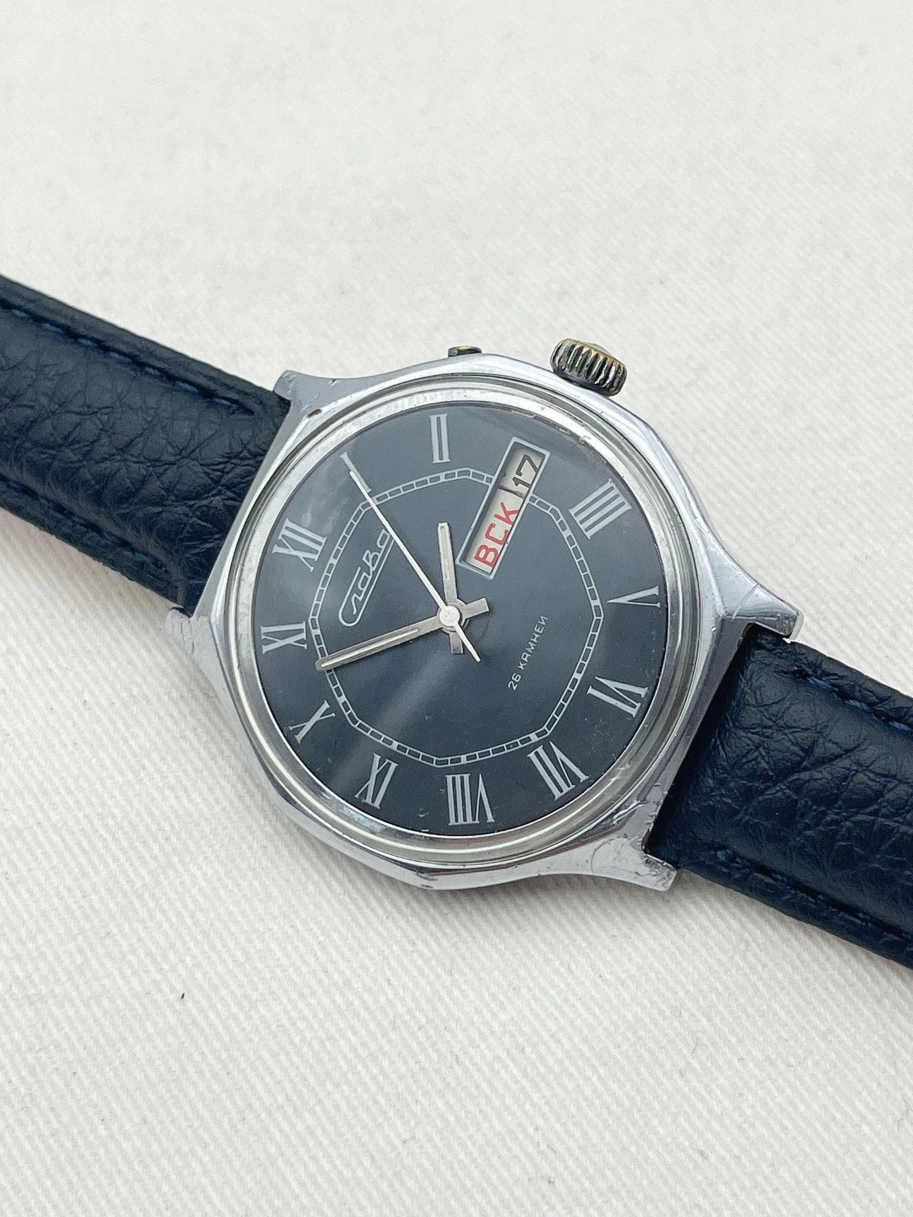 Slava - Blue Octagon - 1970s - Atelier Victor Paris - Vintage Watch Shop Dubai