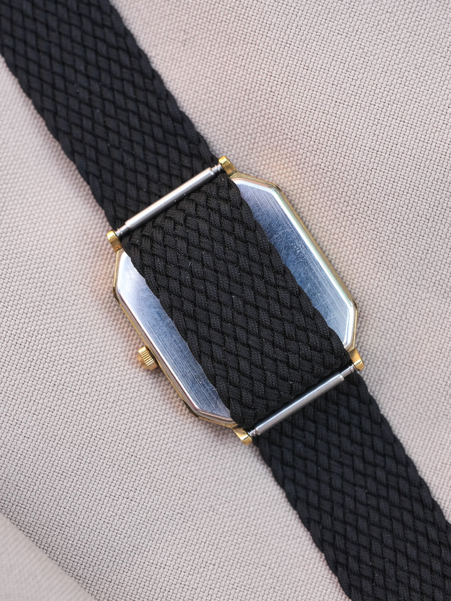 Tissot - Boulgone Octogonale Plaqué or laque noir - 1990s - Atelier Victor - Vintage Shop