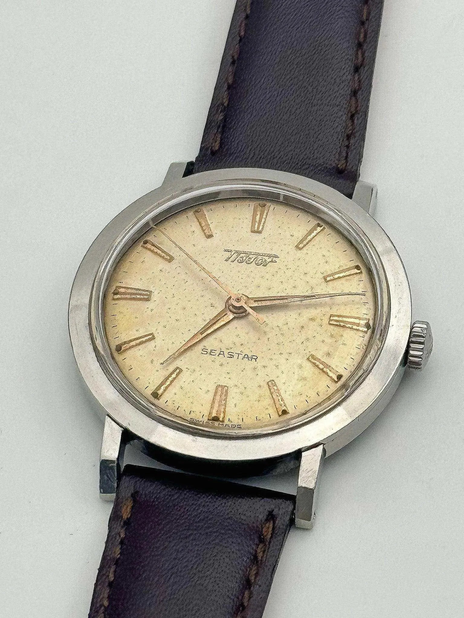 Tissot - Seastar Index Or Rose Patine Creme - 1950s - Atelier Victor - Vintage Shop