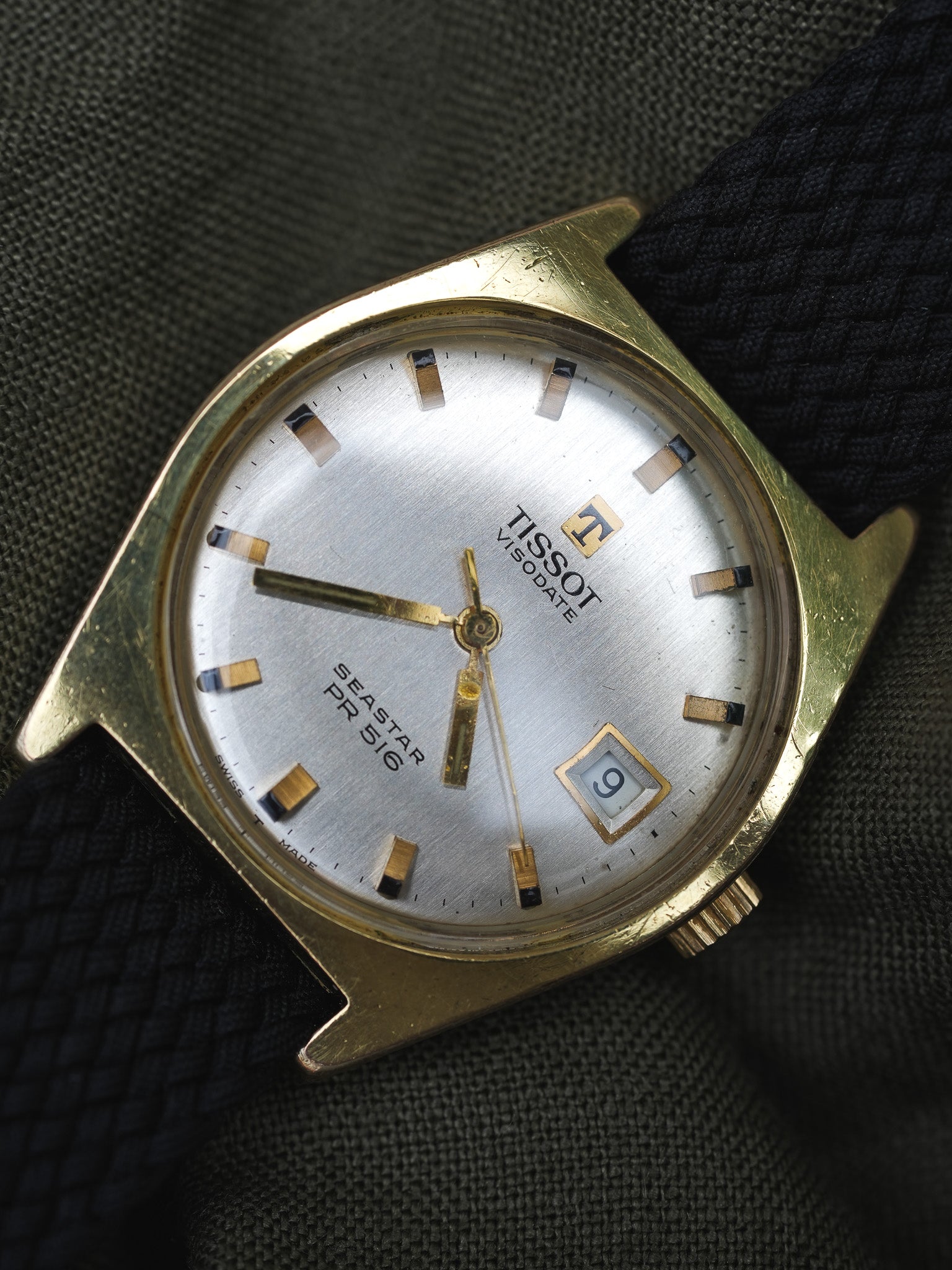 Tissot - Seastar PR516 Tonneau champagne date - 1970s - Atelier Victor - Vintage Shop
