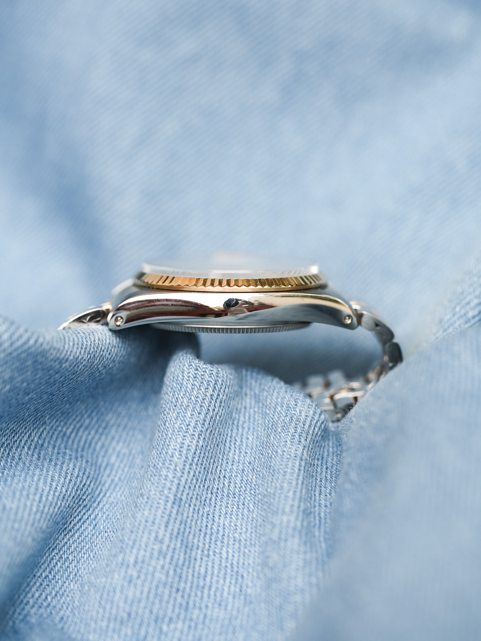 Tudor x Rolex - Prince Oysterdate Blanc Romain Cannelée Acier Or - 1990s - Atelier Victor - Vintage Shop