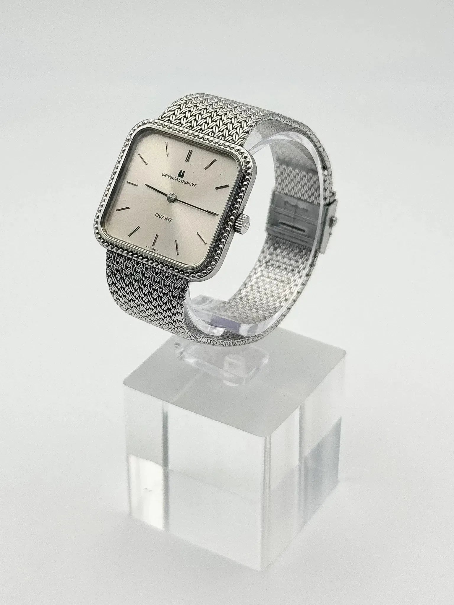 Universal Genève - Bracelet intégré Maille milanaise acier - 1980s - Atelier Victor