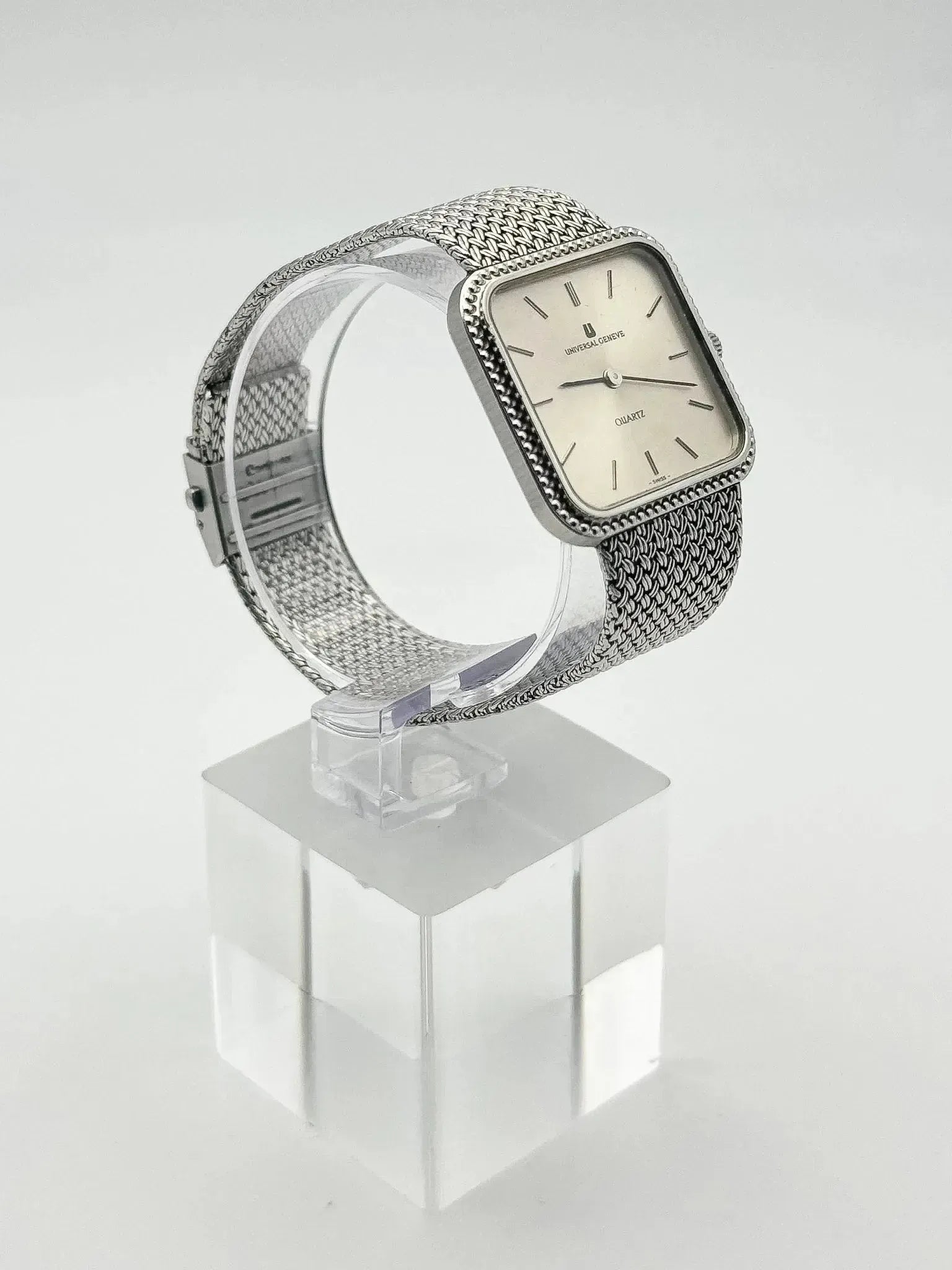 Universal Genève - Bracelet intégré Maille milanaise acier - 1980s - Atelier Victor