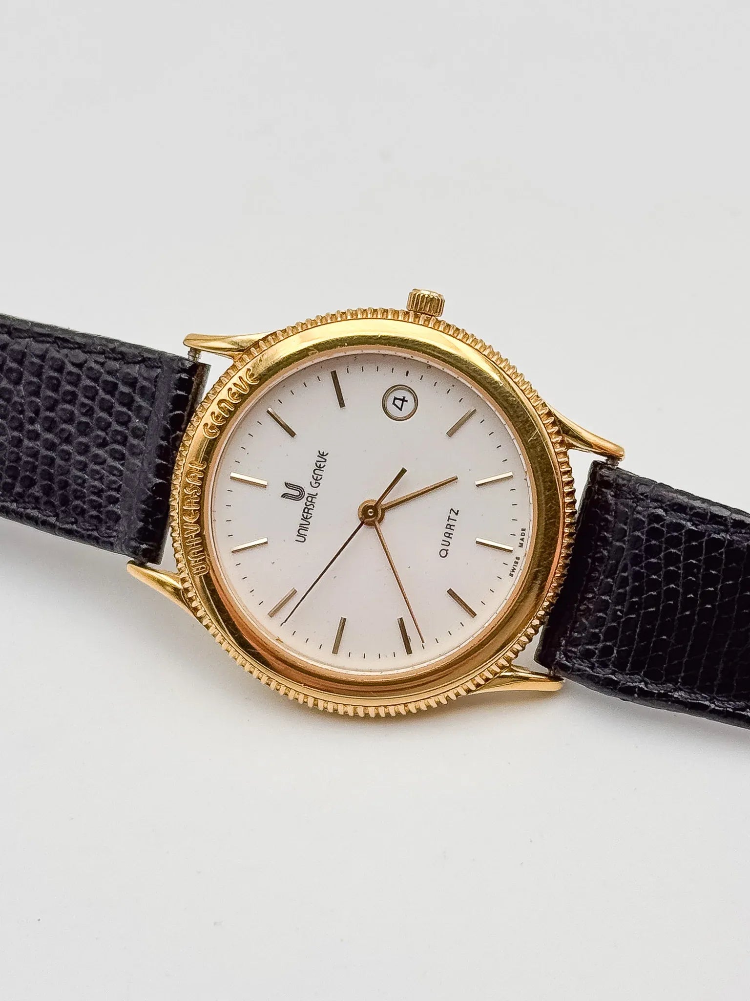 Universal Genève - Cadran Blanc plaqué or - NOS - FULL SET - 1993 - Atelier Victor - Vintage Shop