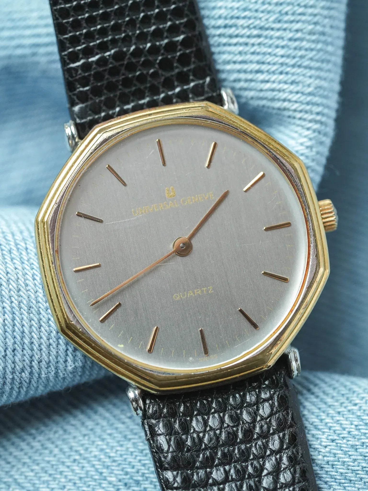 Universal Genève - Octogonale Extra Plate Acier or - 1980s - Atelier Victor