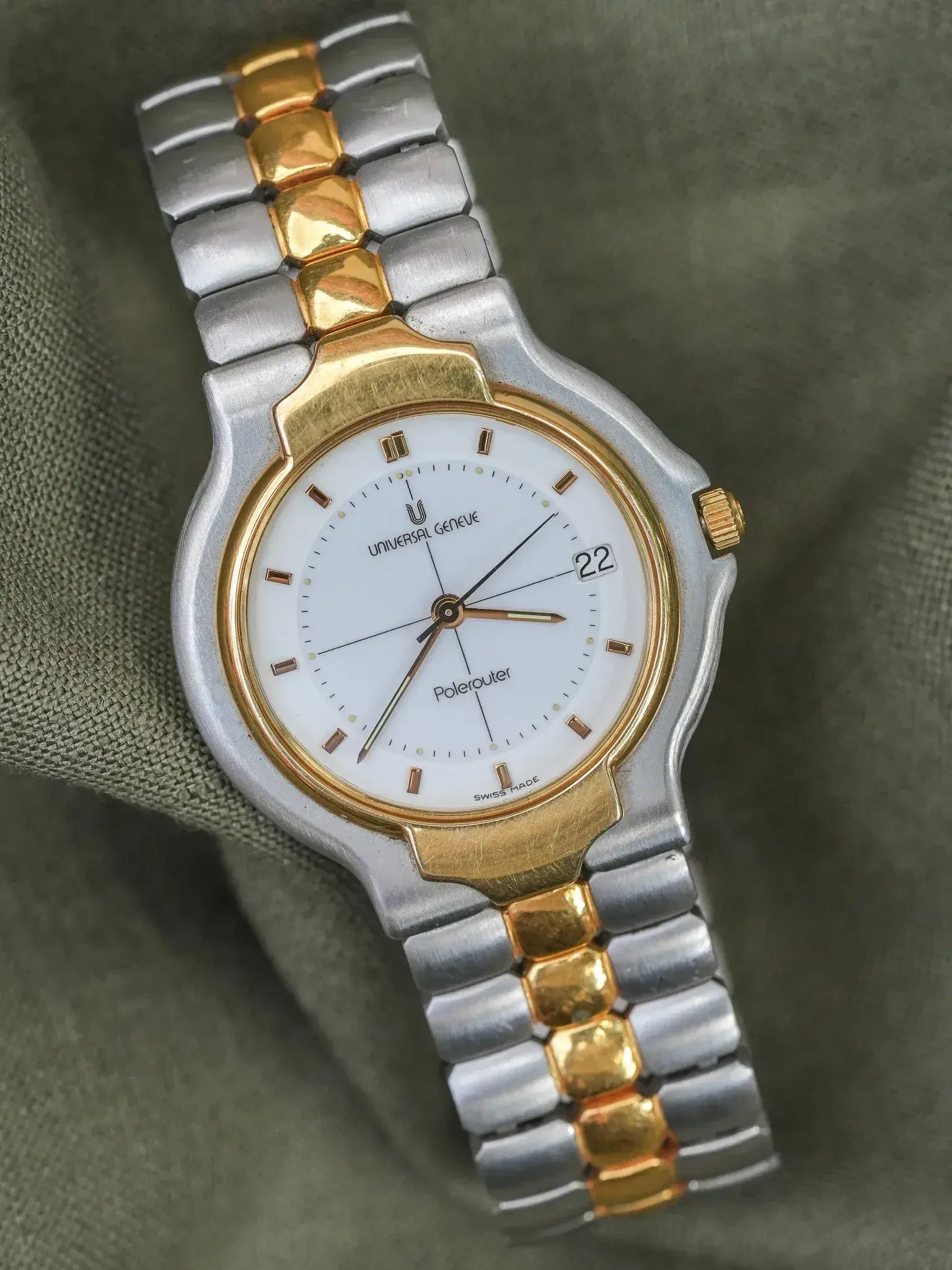 Universal Genève - Polerouter Acier Or Quartz Cadran Blanc - 1980s - Atelier Victor