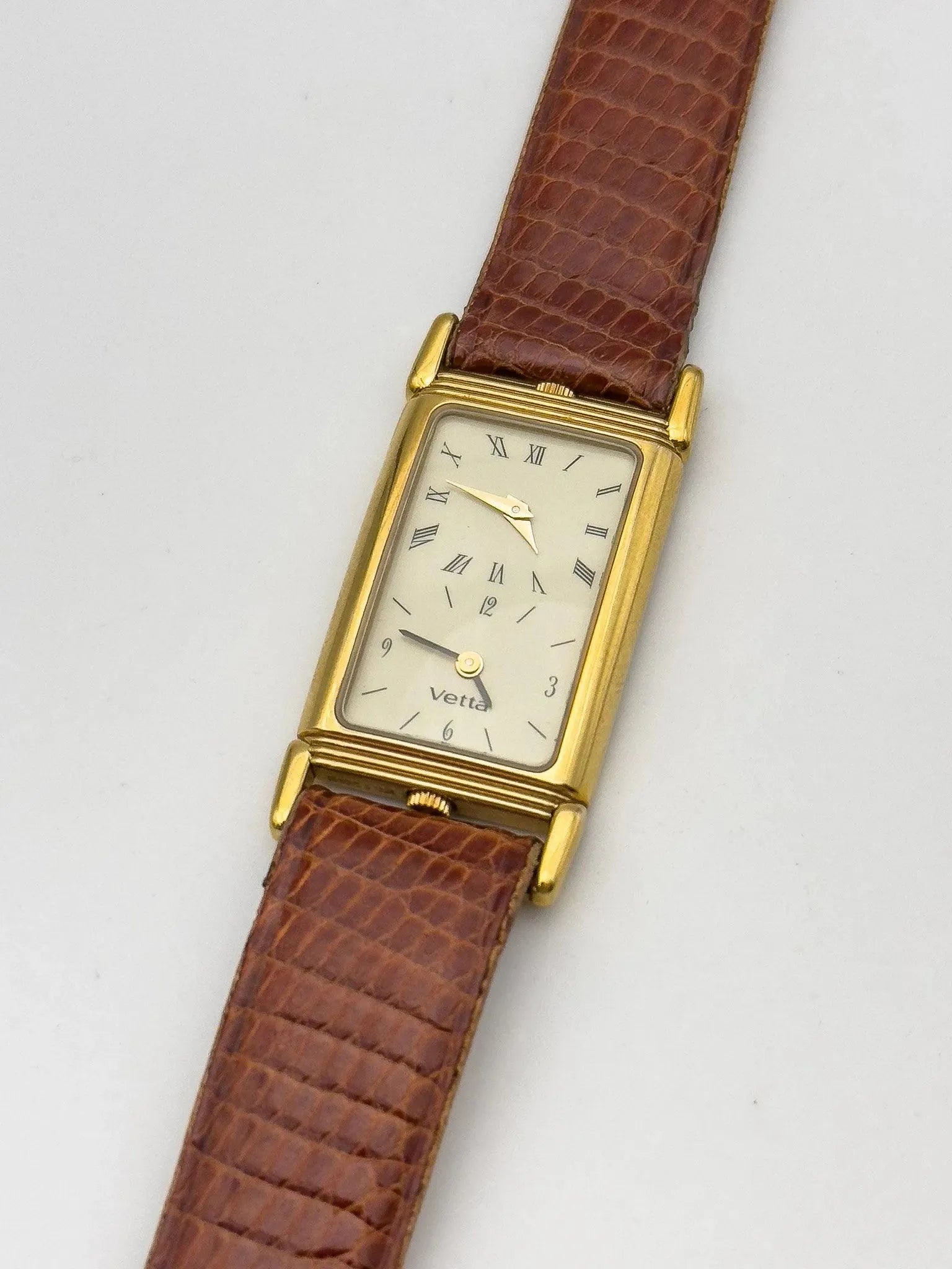 Vetta - Tank Dual Time Gold - NOS - 1990's - Atelier Victor Paris - Vintage Watch Shop Dubai