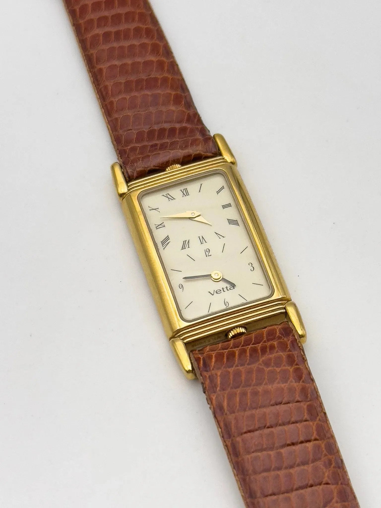 Vetta - Tank Dual Time Gold - NOS - 1990's - Atelier Victor Paris - Vintage Watch Shop Dubai