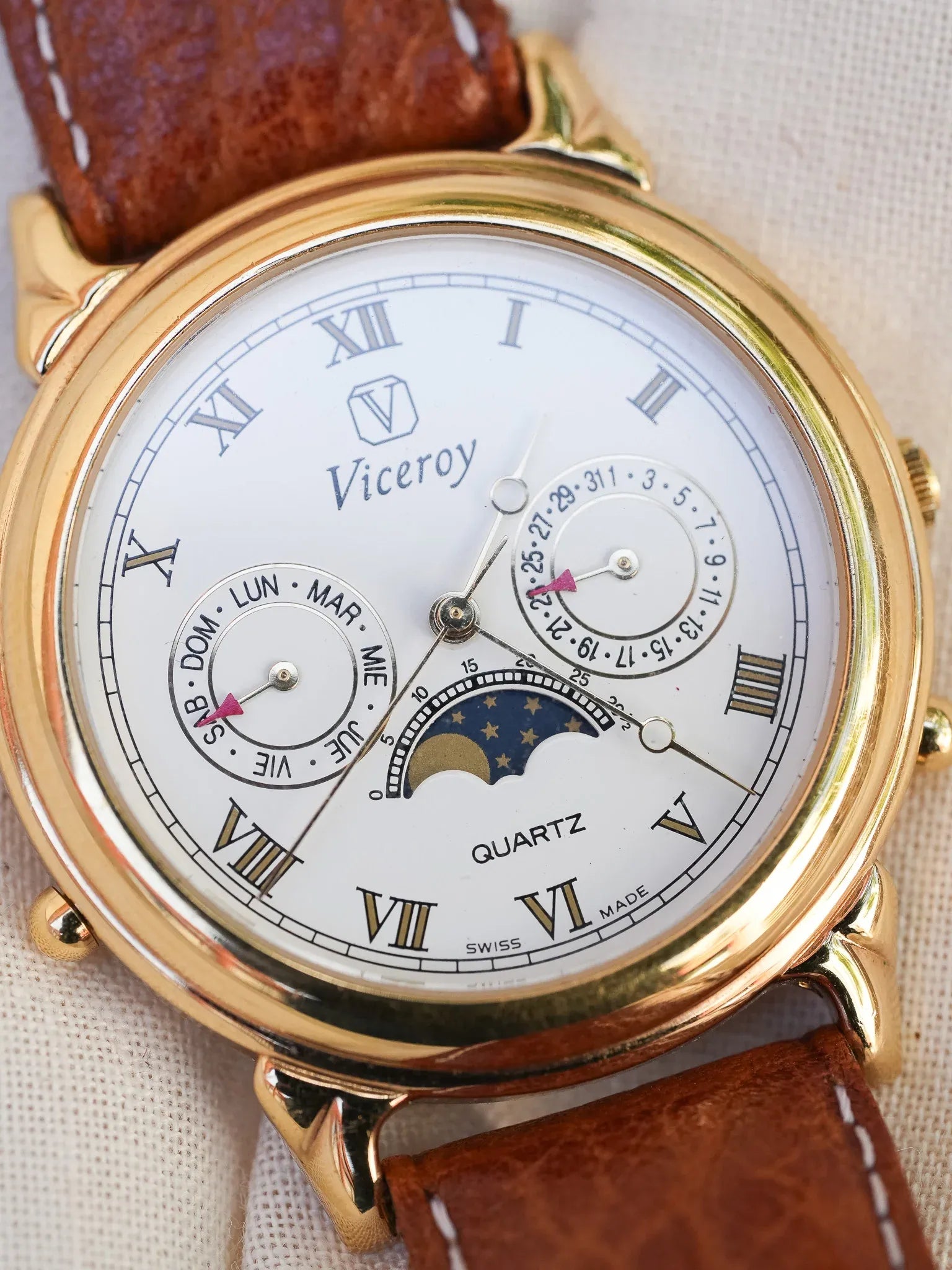Viceroy - Triple Calendar Phase de lune Plaqué or - 1990s - Atelier Victor