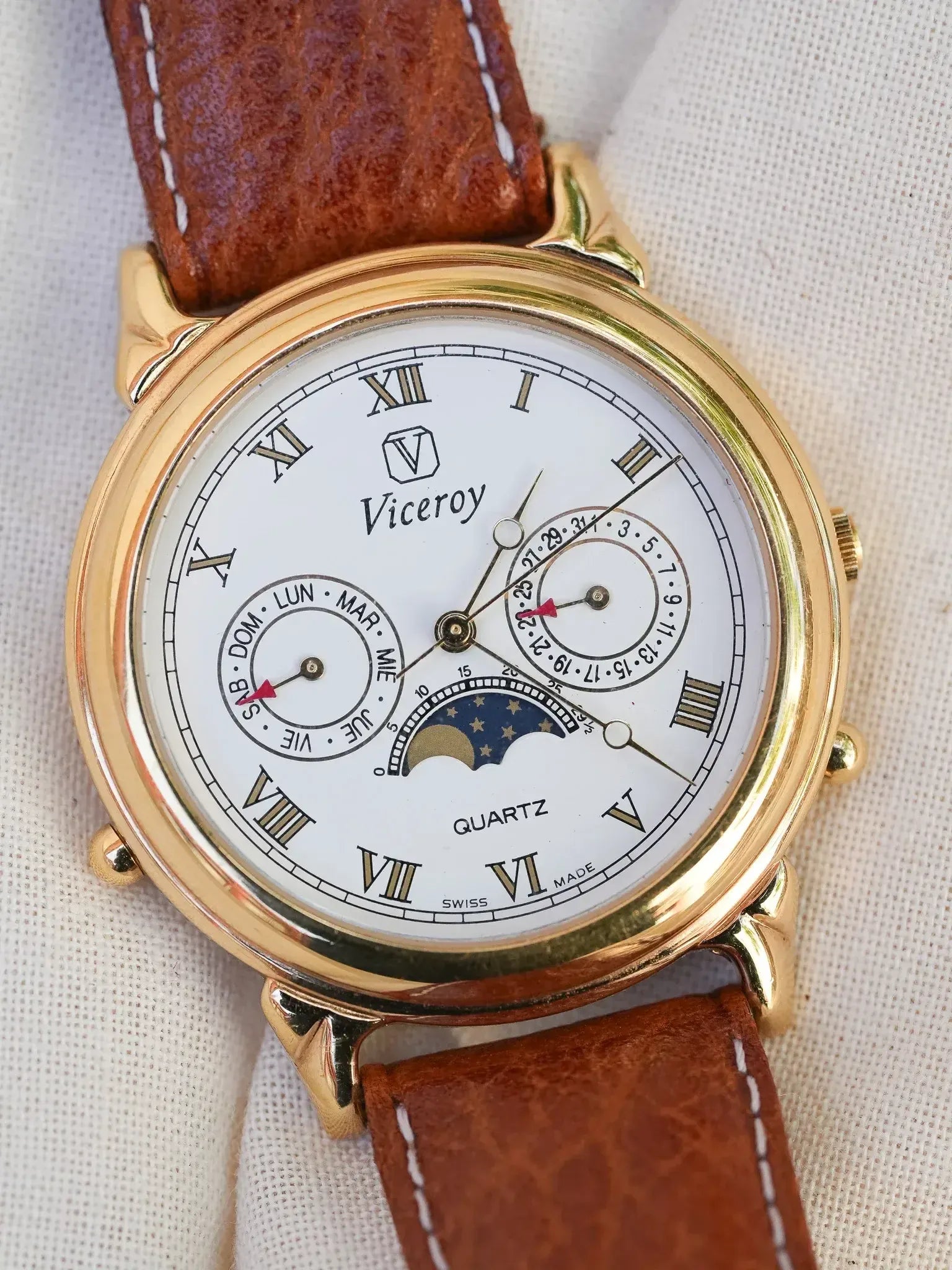 Viceroy - Triple Calendar Phase de lune Plaqué or - 1990s - Atelier Victor