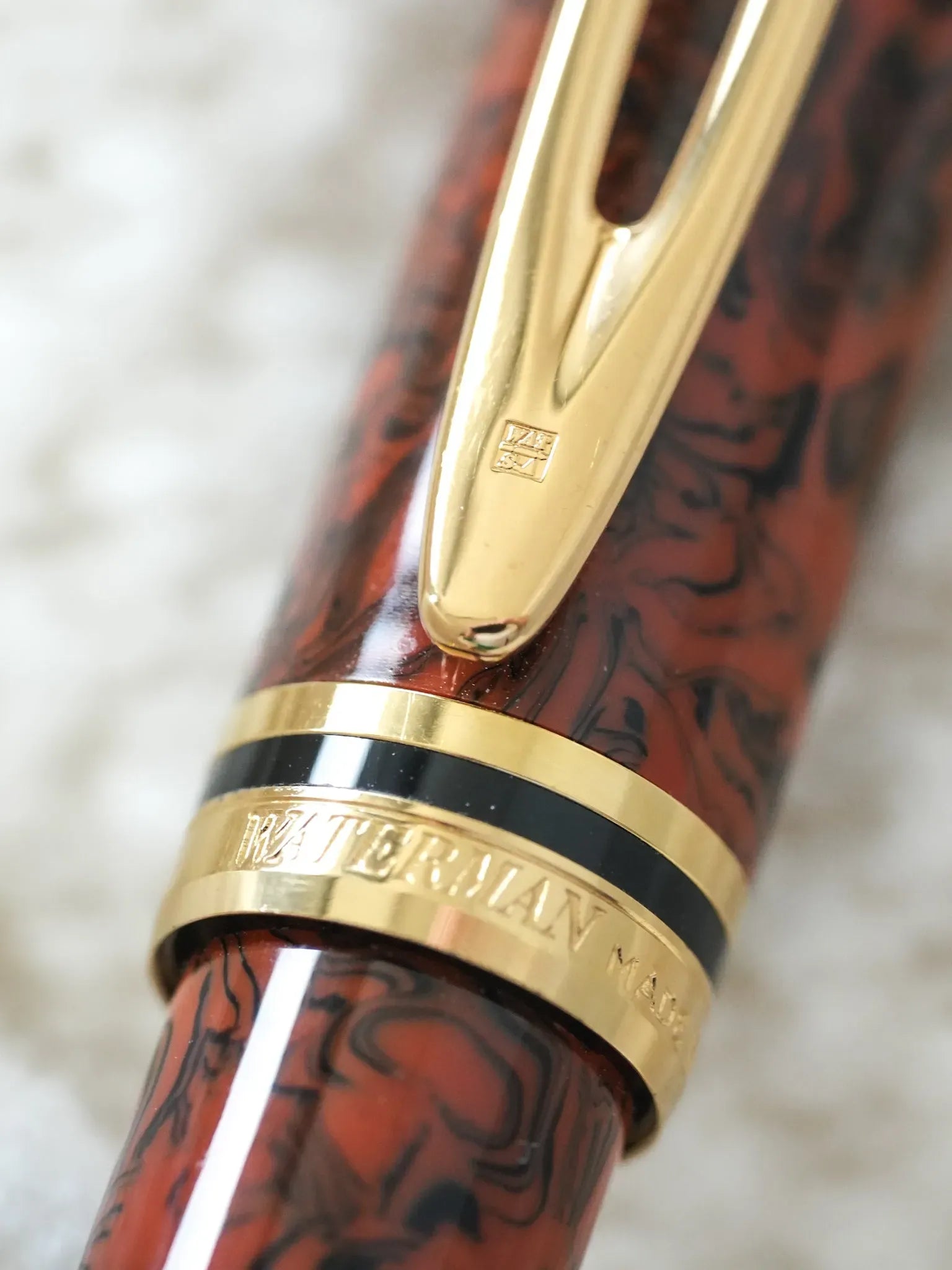 Waterman - Stylo à bille Man 200 Rhapsody Celluloïd Marron Marble - 1985 - Atelier Victor - Vintage Shop