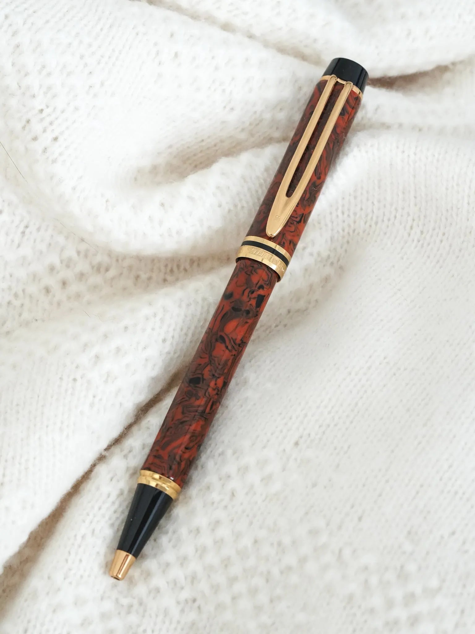Waterman - Stylo à bille Man 200 Rhapsody Celluloïd Marron Marble - 1985 - Atelier Victor - Vintage Watch Shop