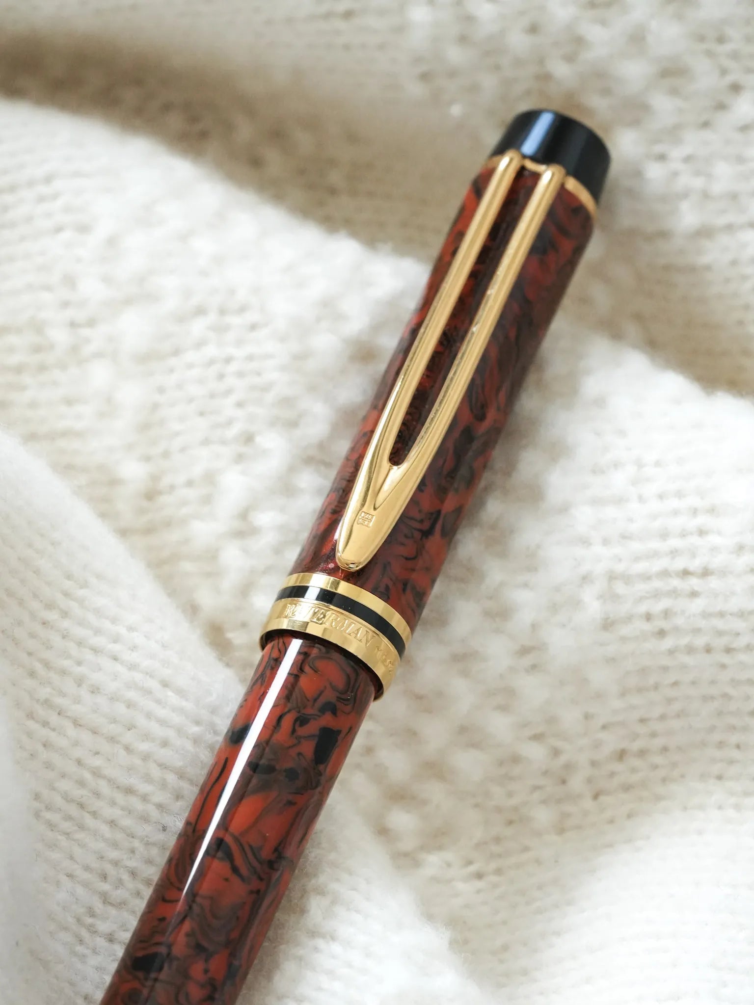 Waterman - Stylo à bille Man 200 Rhapsody Celluloïd Marron Marble - 1985 - Atelier Victor - Vintage Watch Shop