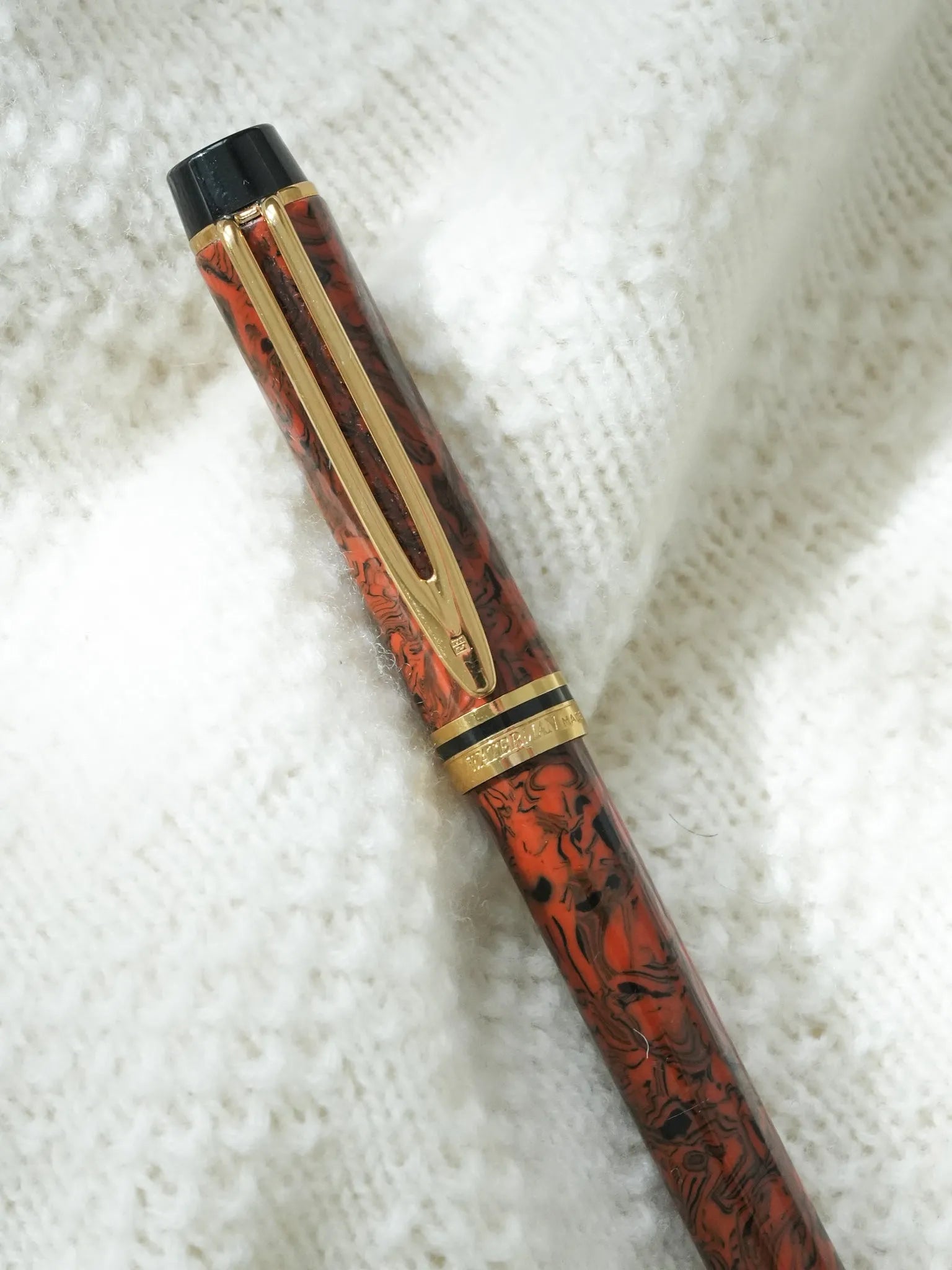 Waterman - Stylo à bille Man 200 Rhapsody Celluloïd Marron Marble - 1985 - Atelier Victor - Vintage Watch Shop