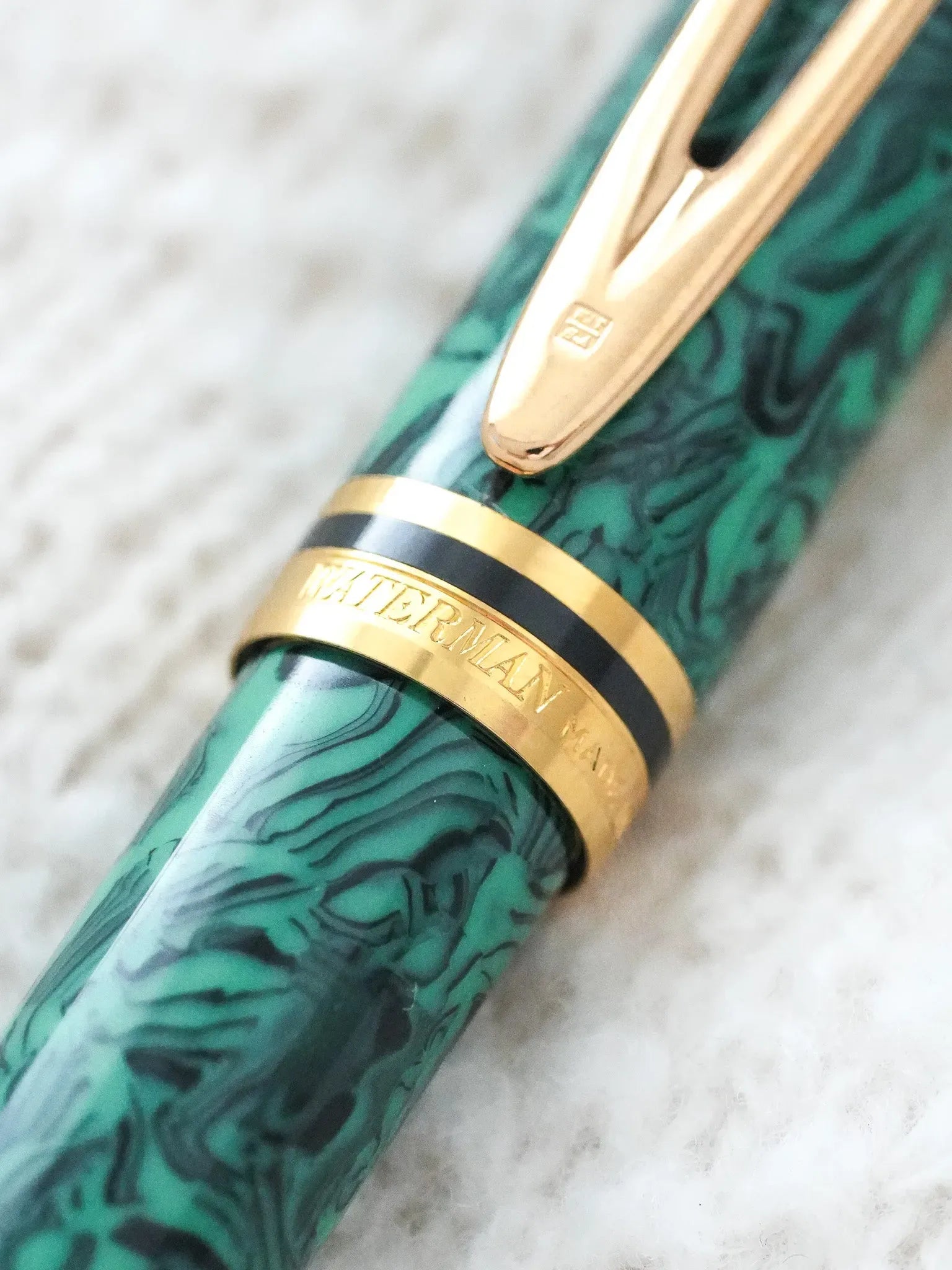 Waterman - Stylo bille Man 200 Rhapsody Celluloïd Vert marbre - 1985 - Atelier Victor