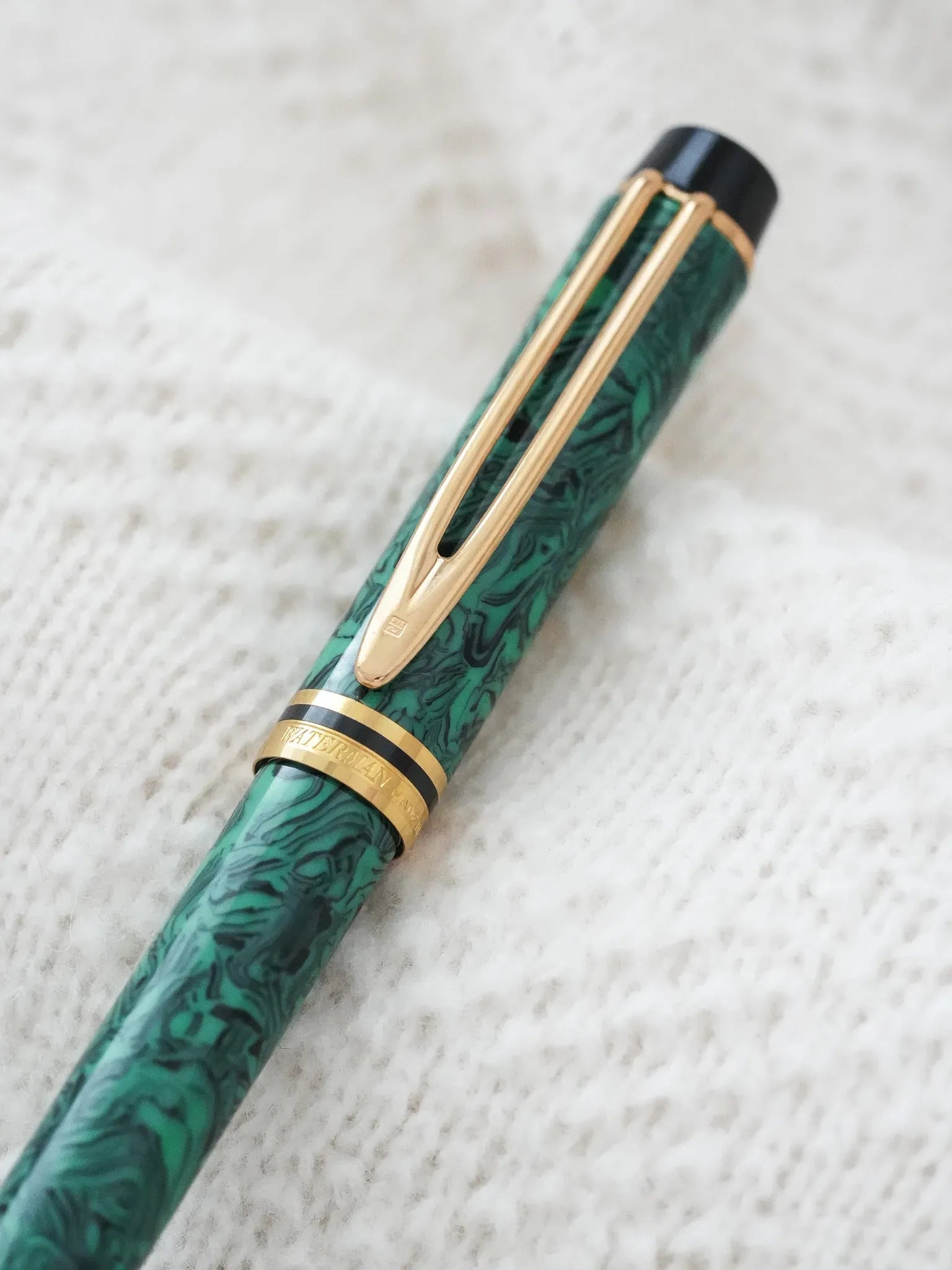 Waterman - Stylo bille Man 200 Rhapsody Celluloïd Vert marbre - 1985 - Atelier Victor - Vintage Shop