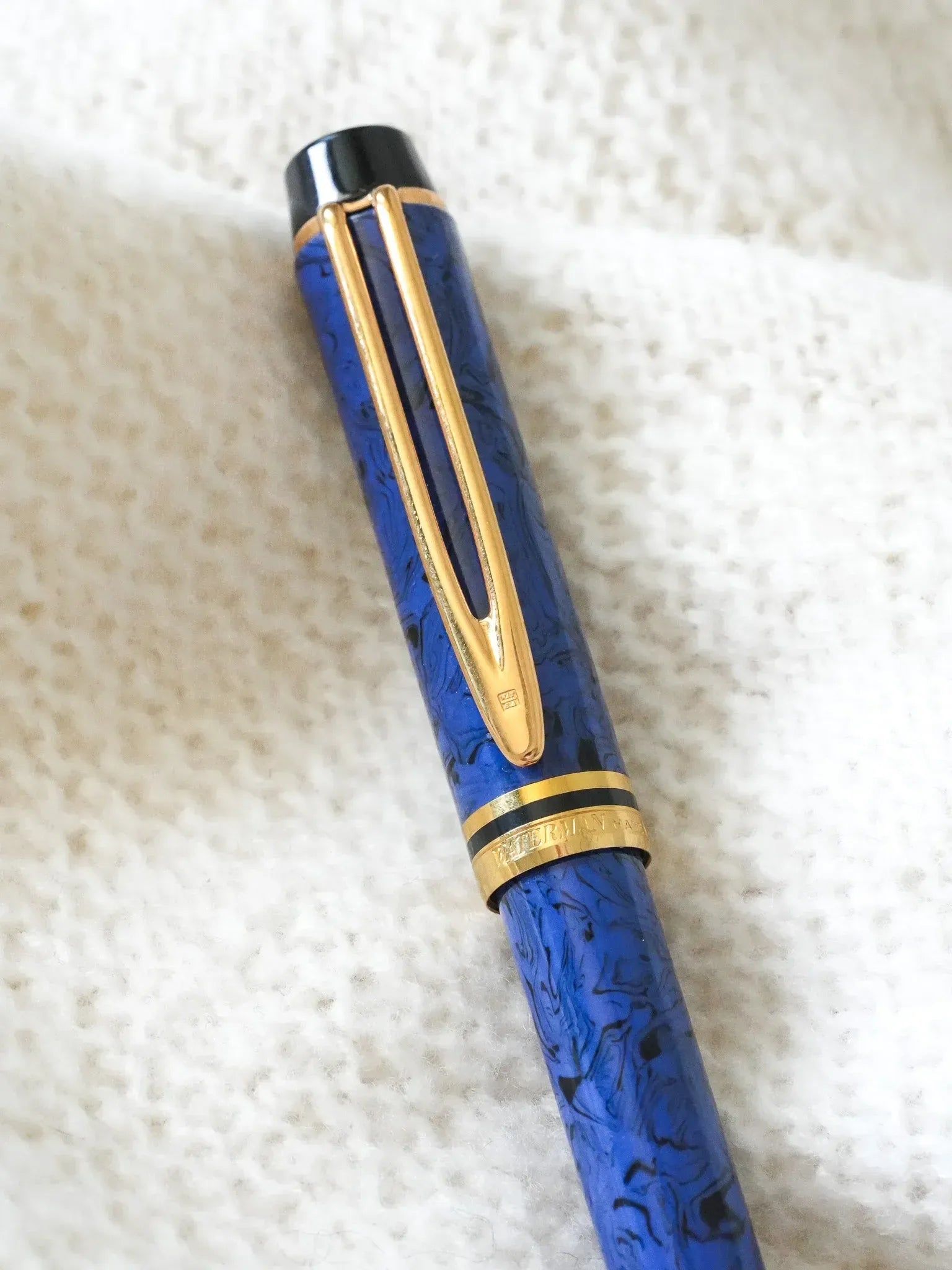 Waterman - Stylo mine Man 200 Rhapsody Celluloïd bleu marbre - 1985 - Atelier Victor