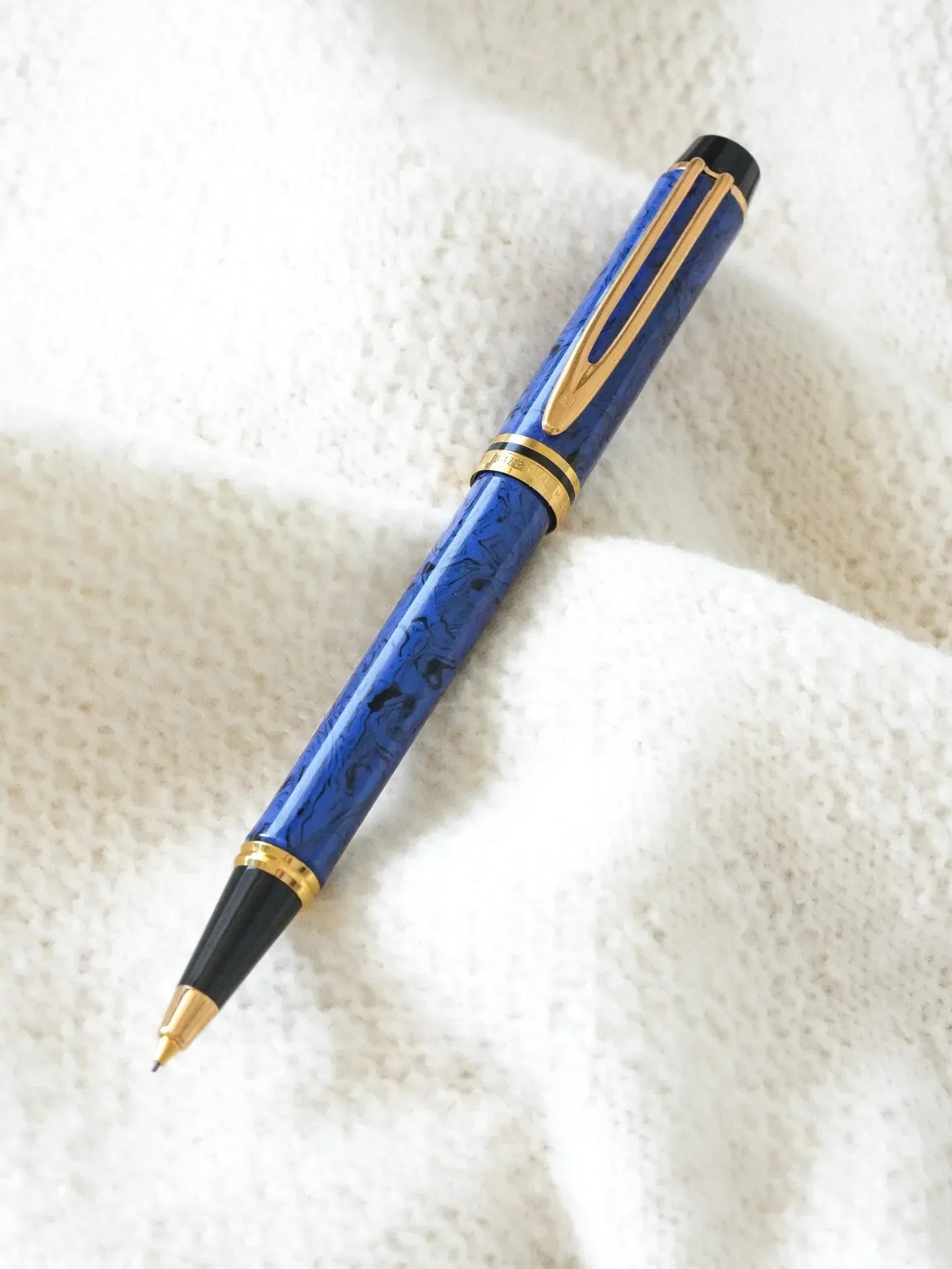 Waterman - Stylo mine Man 200 Rhapsody Celluloïd bleu marbre - 1985 - Atelier Victor