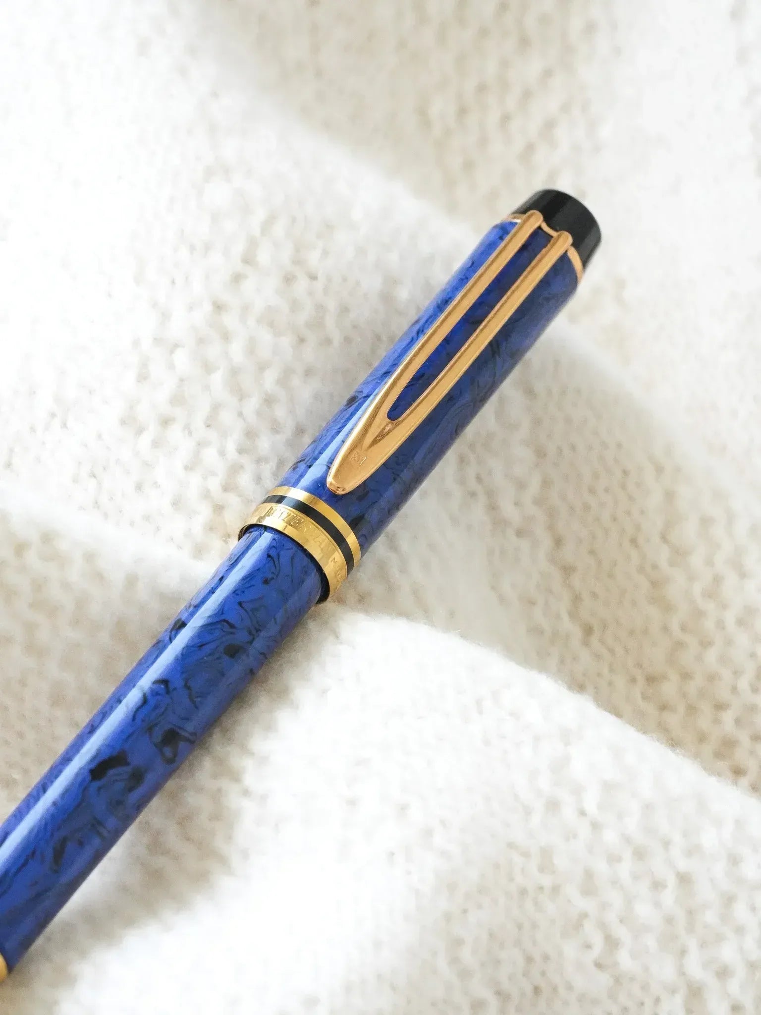 Waterman - Stylo mine Man 200 Rhapsody Celluloïd bleu marbre - 1985 - Atelier Victor - Vintage Shop