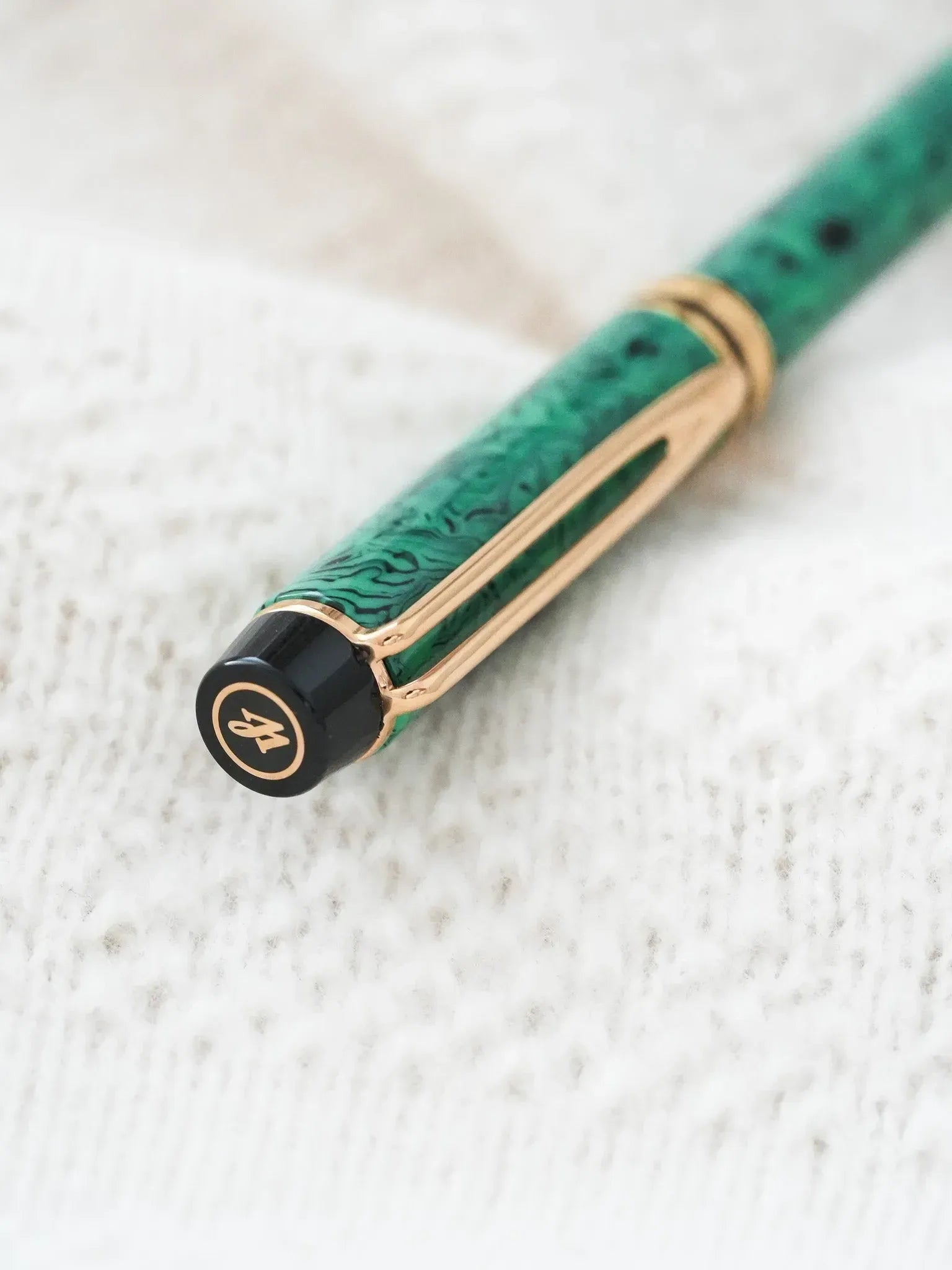 Waterman - Stylo mine Man 200 Rhapsody Celluloïd Vert marbre - 1985 - Atelier Victor