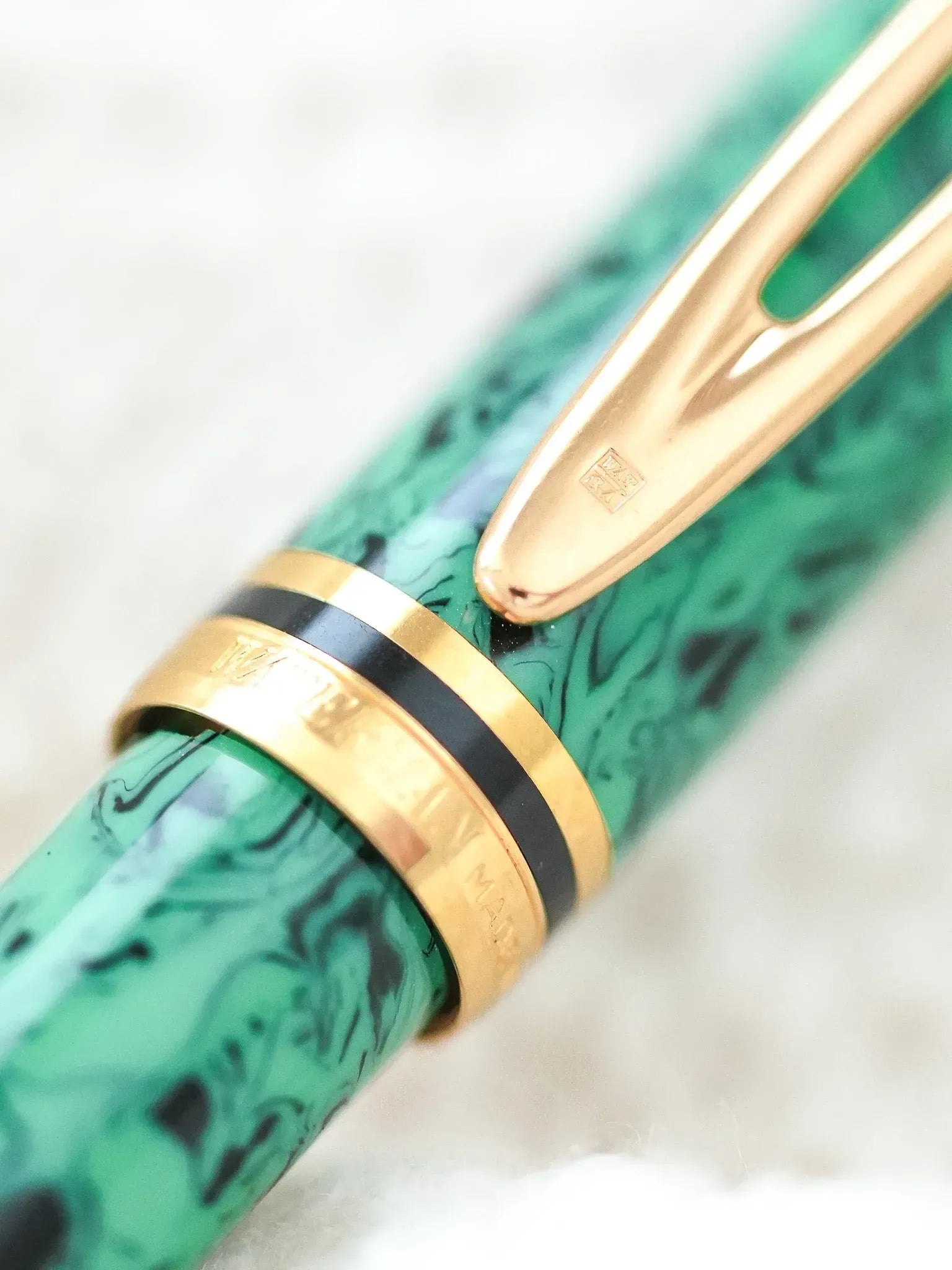 Waterman - Stylo mine Man 200 Rhapsody Celluloïd Vert marbre - 1985 - Atelier Victor