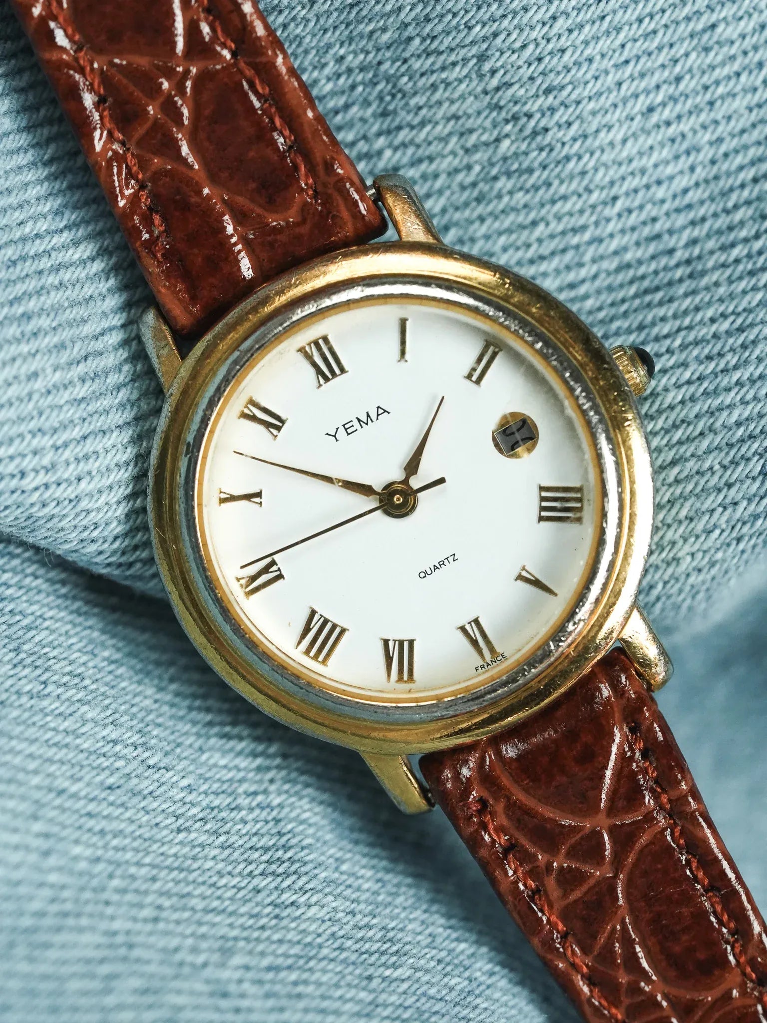 Yema - Acier Or cadran blanc romain or - 1990s - Atelier Victor