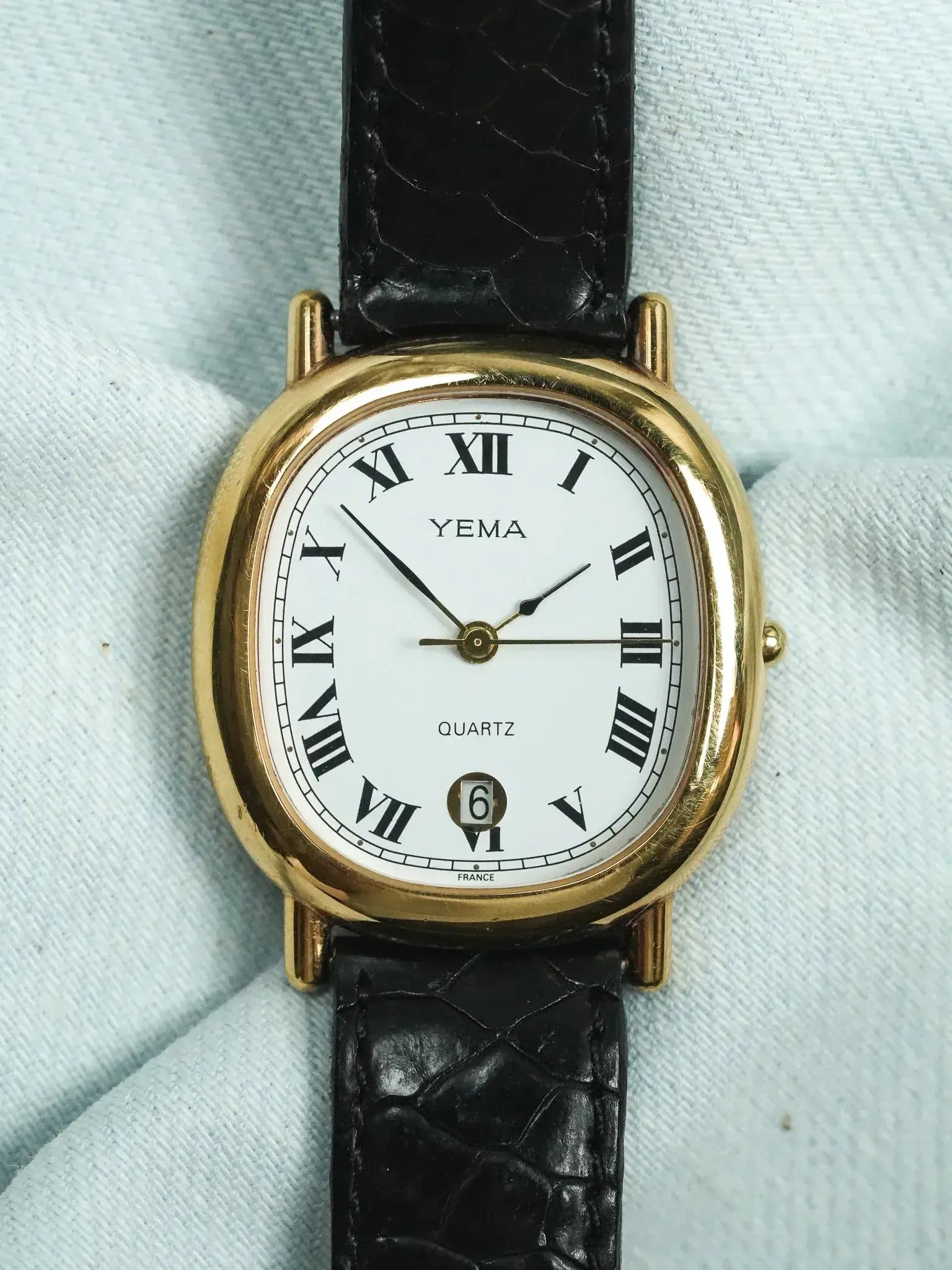 Yema - Elipse Date 6h Cadran blanc - 1990s - Atelier Victor