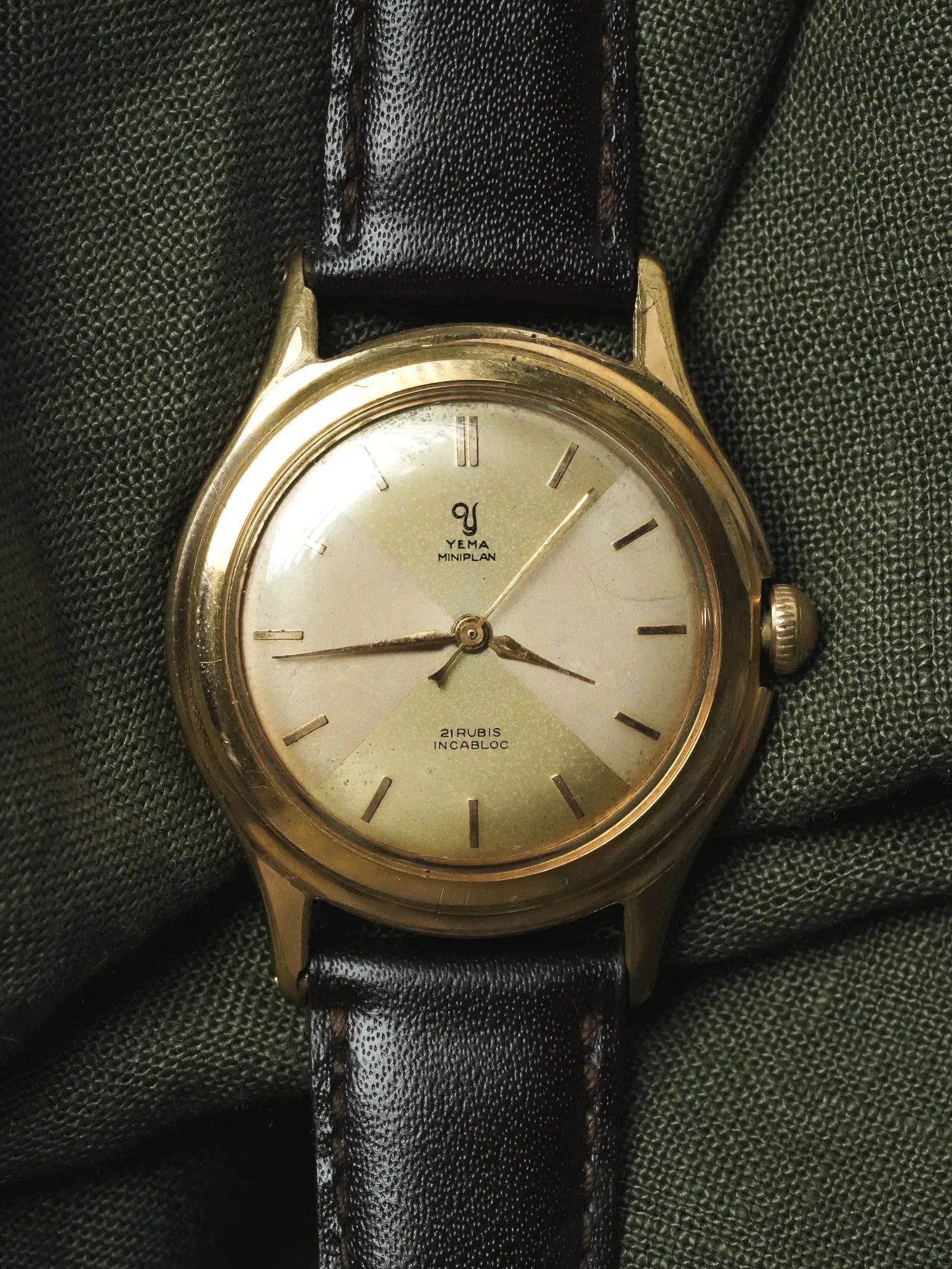 Yema - Miniplan Cadran bi-tons Plaqué Or - 1970s - Atelier Victor