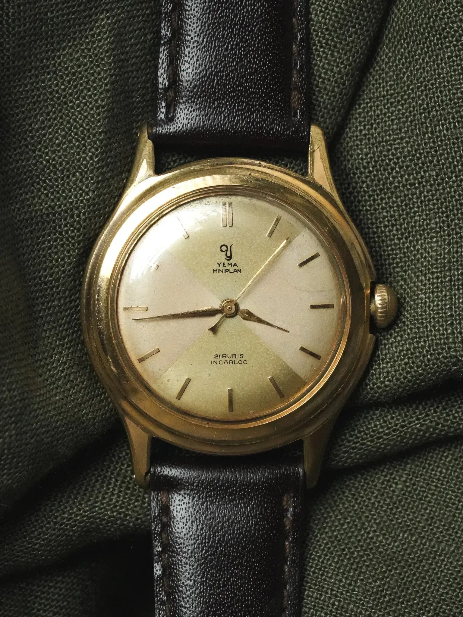 Yema - Miniplan Cadran bi-tons Plaqué Or - 1970s - Atelier Victor