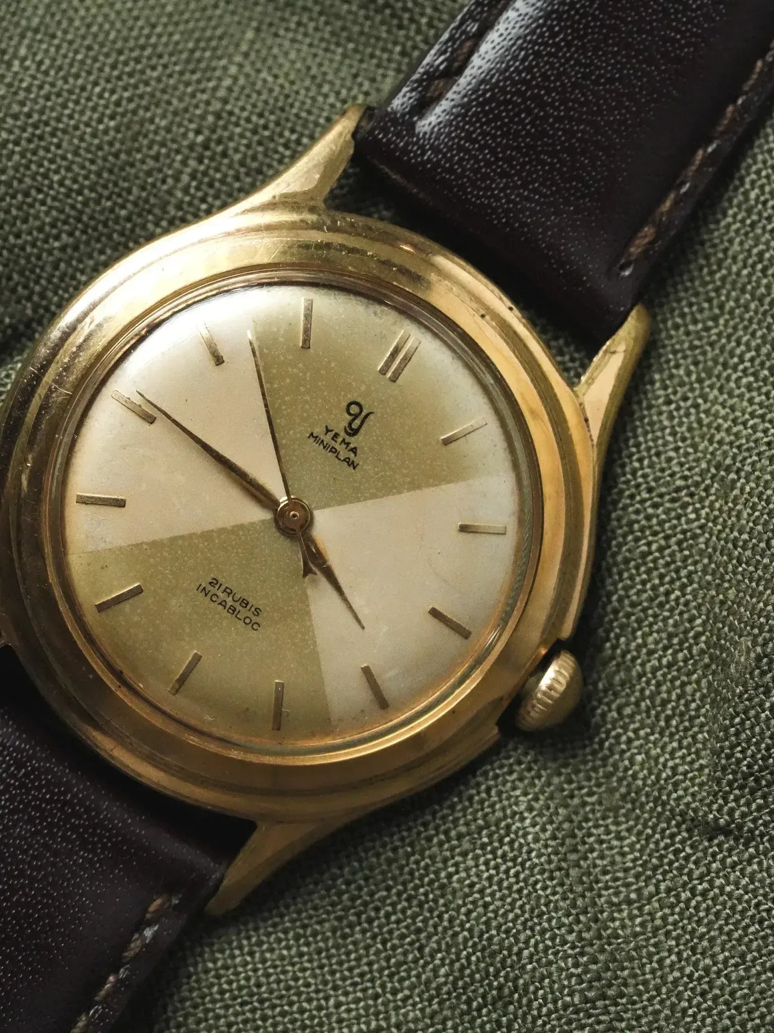 Yema - Miniplan Cadran bi-tons Plaqué Or - 1970s - Atelier Victor