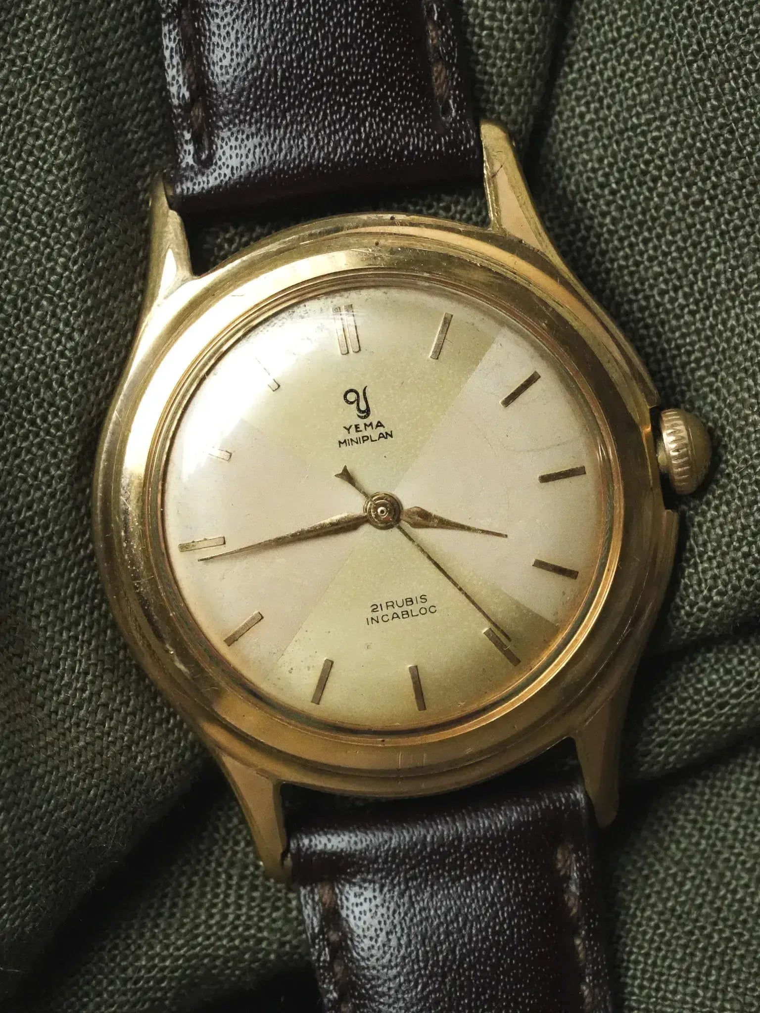 Yema - Miniplan Cadran bi-tons Plaqué Or - 1970s - Atelier Victor