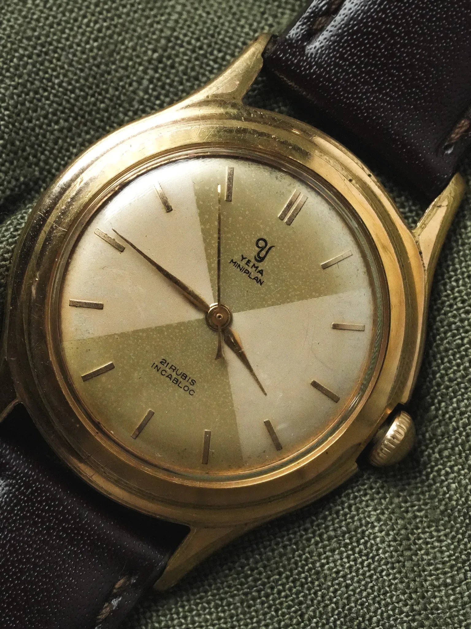 Yema - Miniplan Cadran bi-tons Plaqué Or - 1970s - Atelier Victor