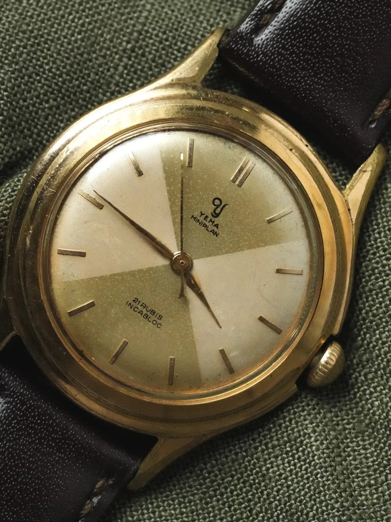 Yema - Miniplan Cadran bi-tons Plaqué Or - 1970s - Atelier Victor