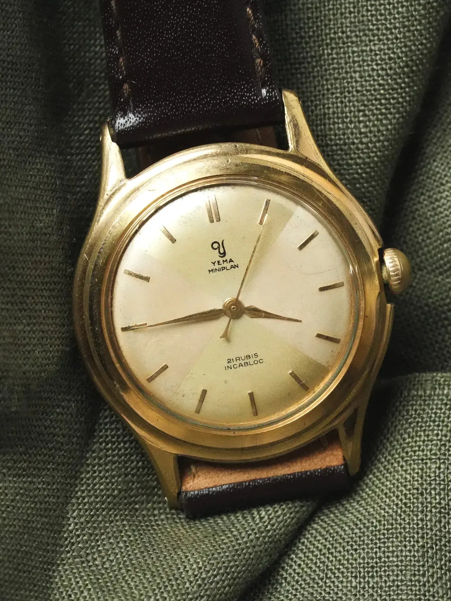 Yema - Miniplan Cadran bi-tons Plaqué Or - 1970s - Atelier Victor