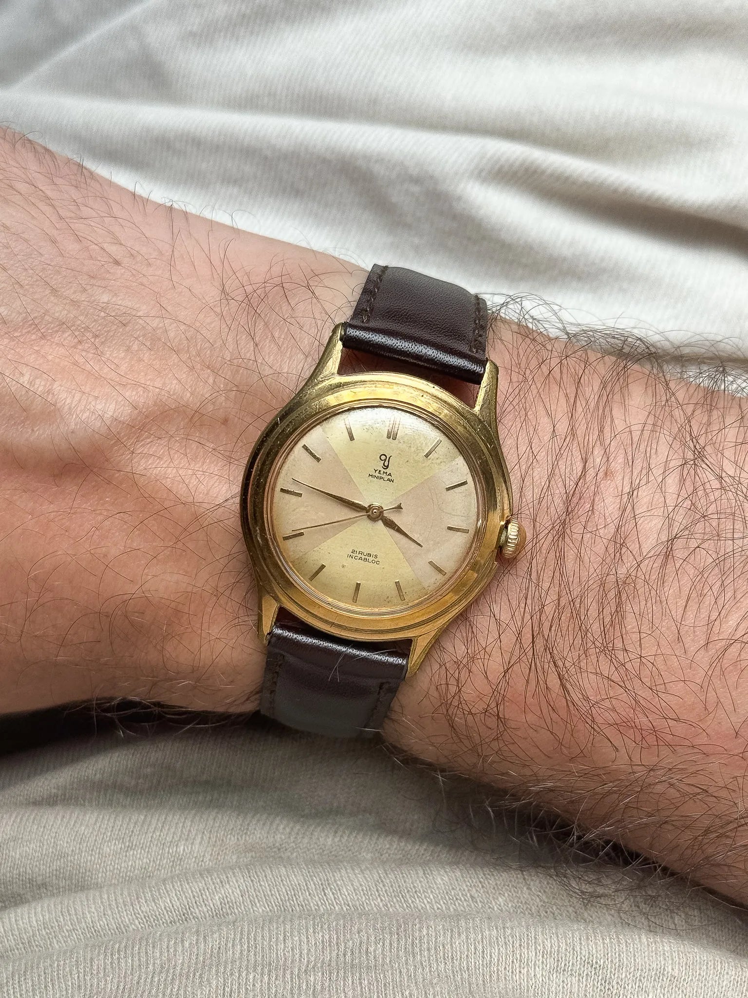 Yema - Miniplan Cadran bi-tons Plaqué Or - 1970s - Atelier Victor