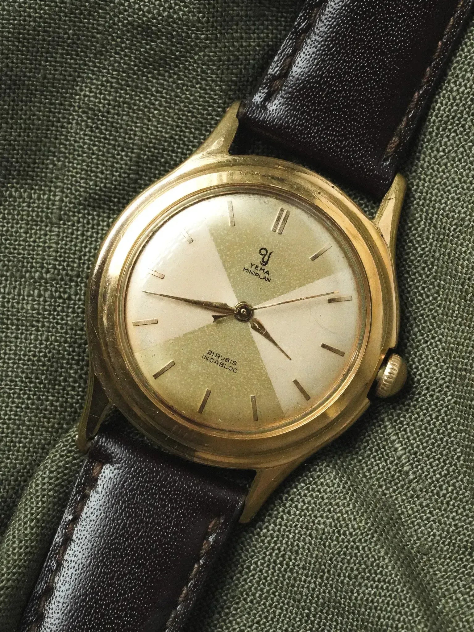 Yema - Miniplan Cadran bi-tons Plaqué Or - 1970s - Atelier Victor