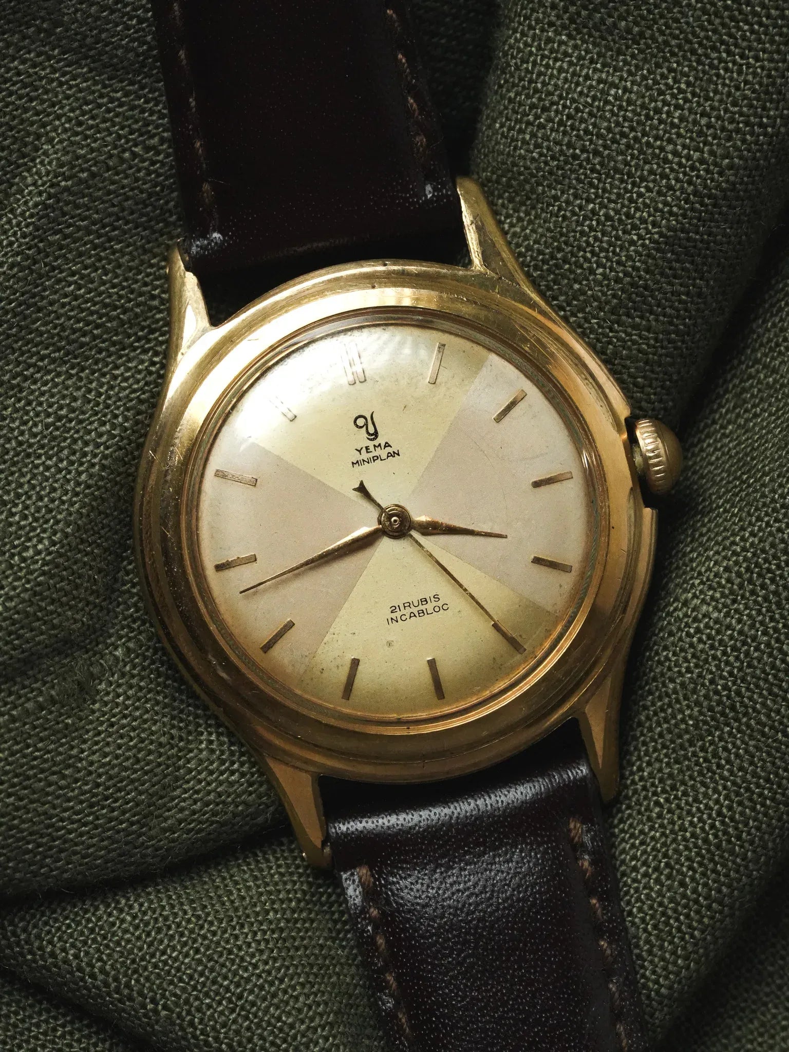 Yema - Miniplan Cadran bi-tons Plaqué Or - 1970s - Atelier Victor