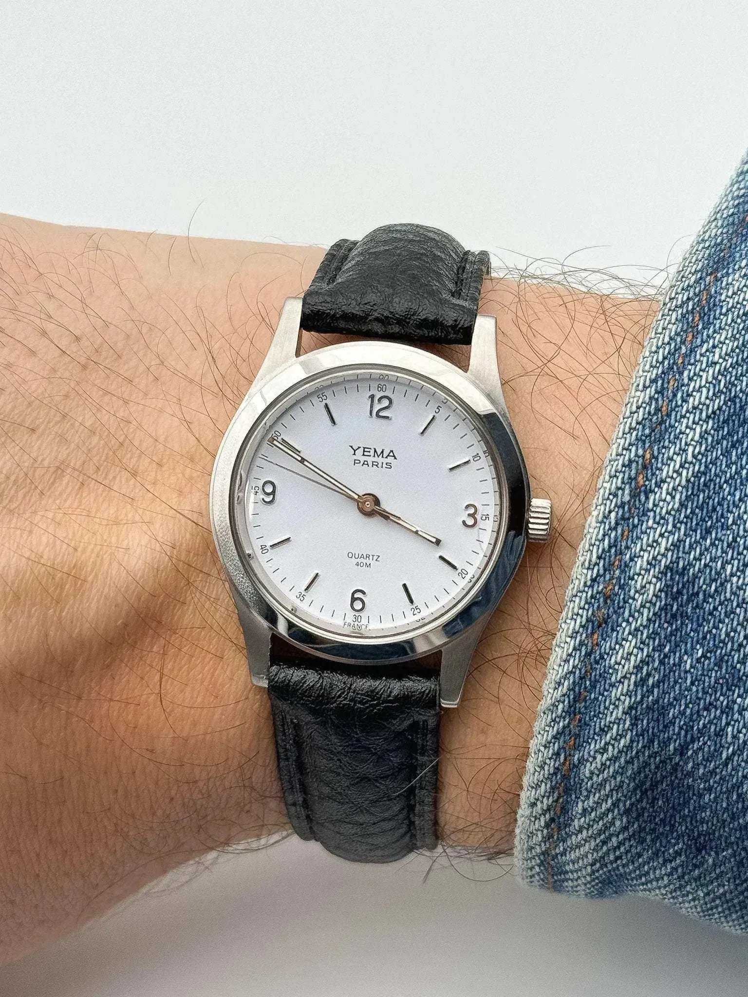 Yema - Petite montre habillée cadran blanc acier - 1990s - Atelier Victor