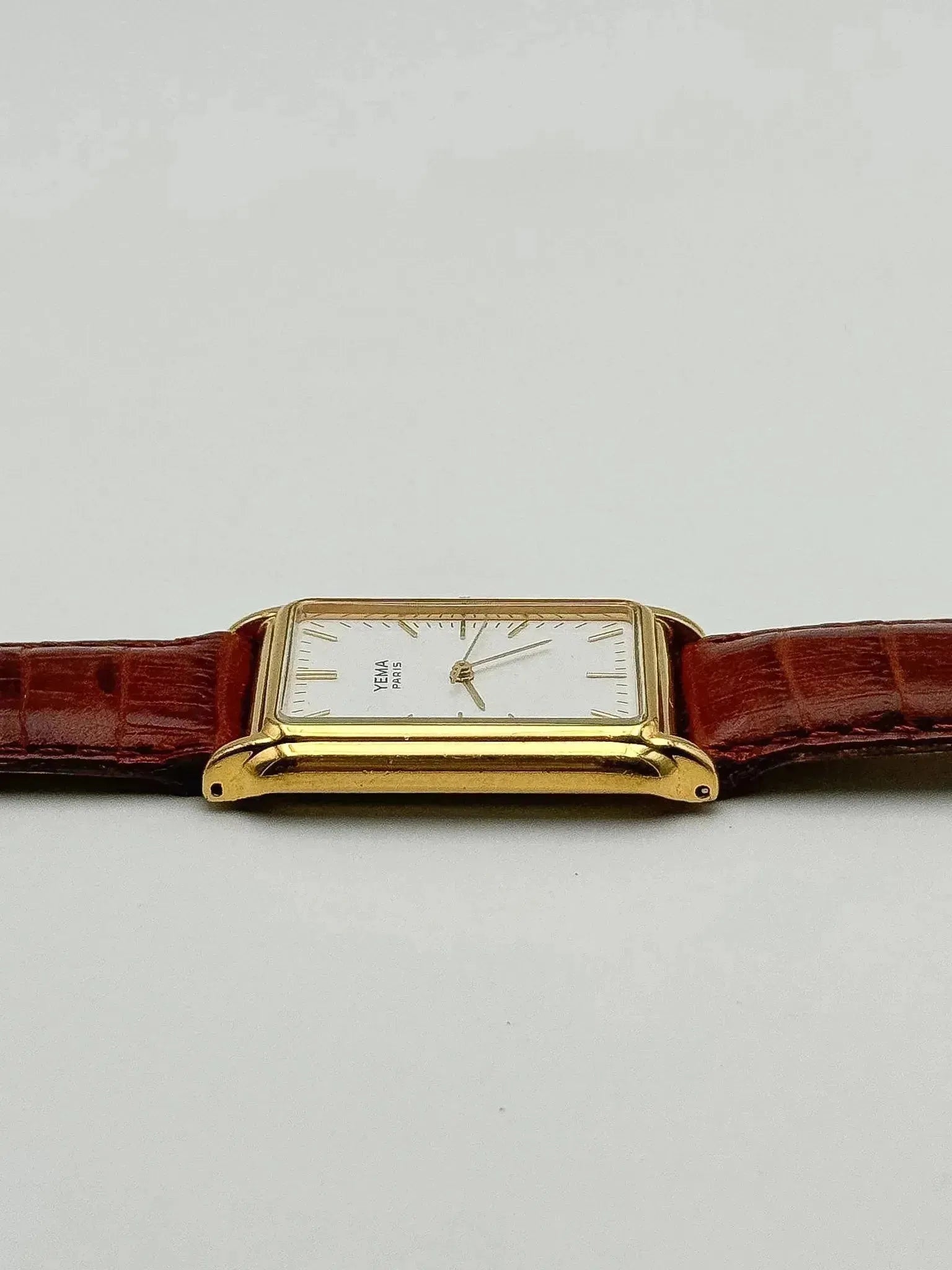 Yema - Tank Plaqué Or Cadran Blanc - 1990s - Atelier Victor Paris - Vintage Watch Shop Dubai