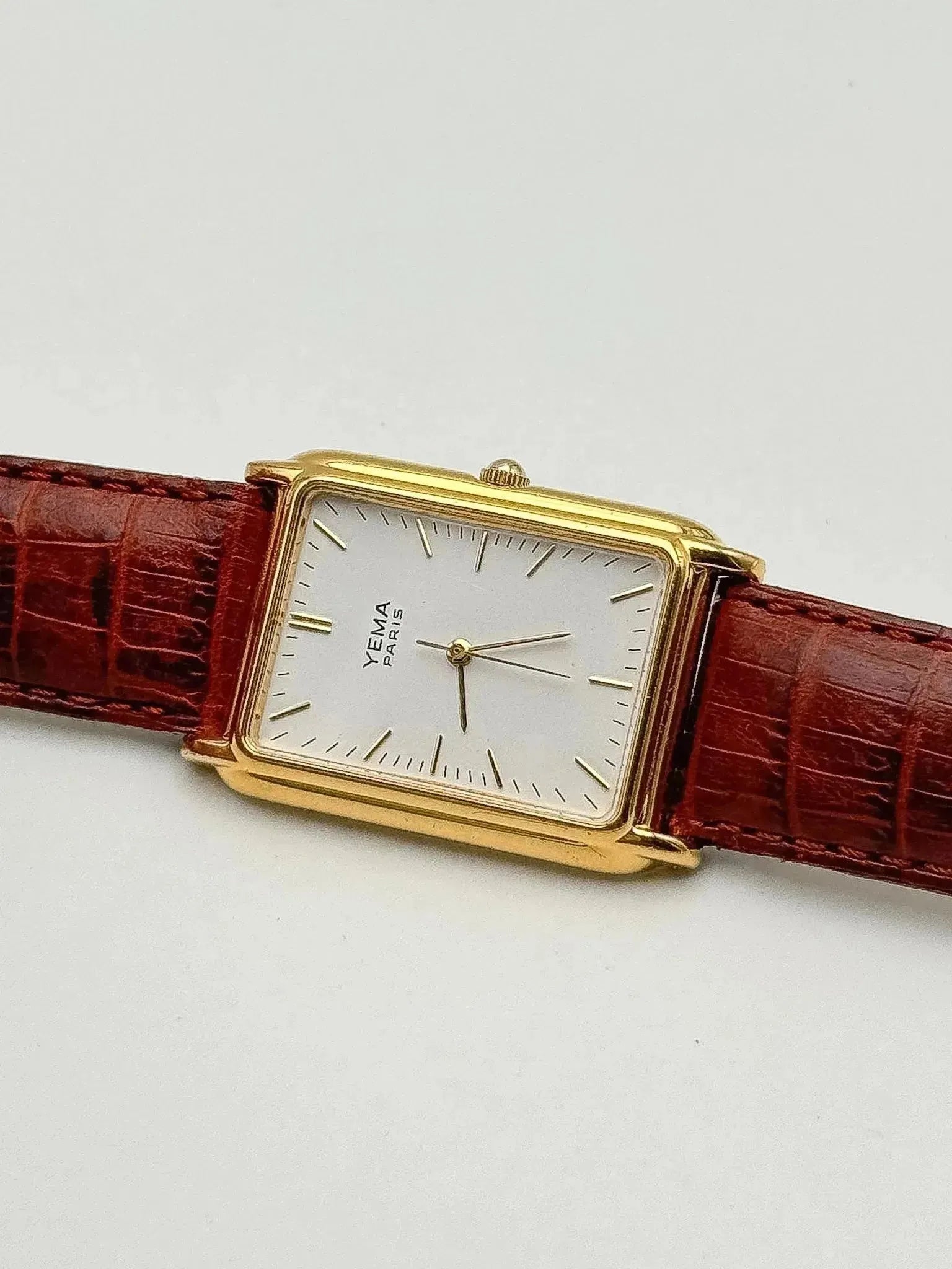 Yema - Tank Plaqué Or Cadran Blanc - 1990s - Atelier Victor Paris - Vintage Watch Shop Dubai