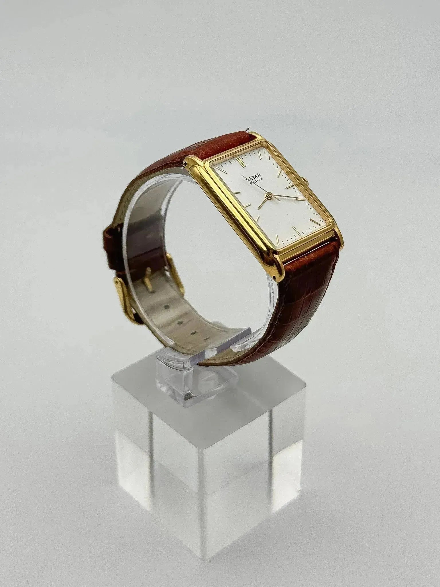 Yema - Tank Plaqué Or Cadran Blanc - 1990s - Atelier Victor Paris - Vintage Watch Shop Dubai