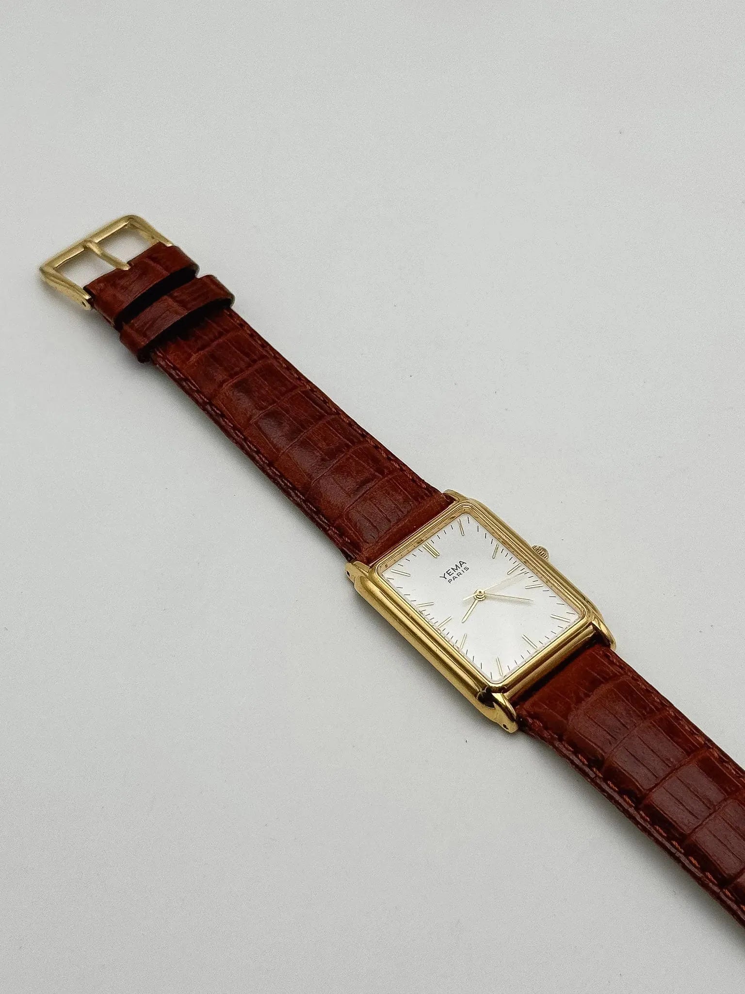 Yema - Tank Plaqué Or Cadran Blanc - 1990s - Atelier Victor Paris - Vintage Watch Shop Dubai