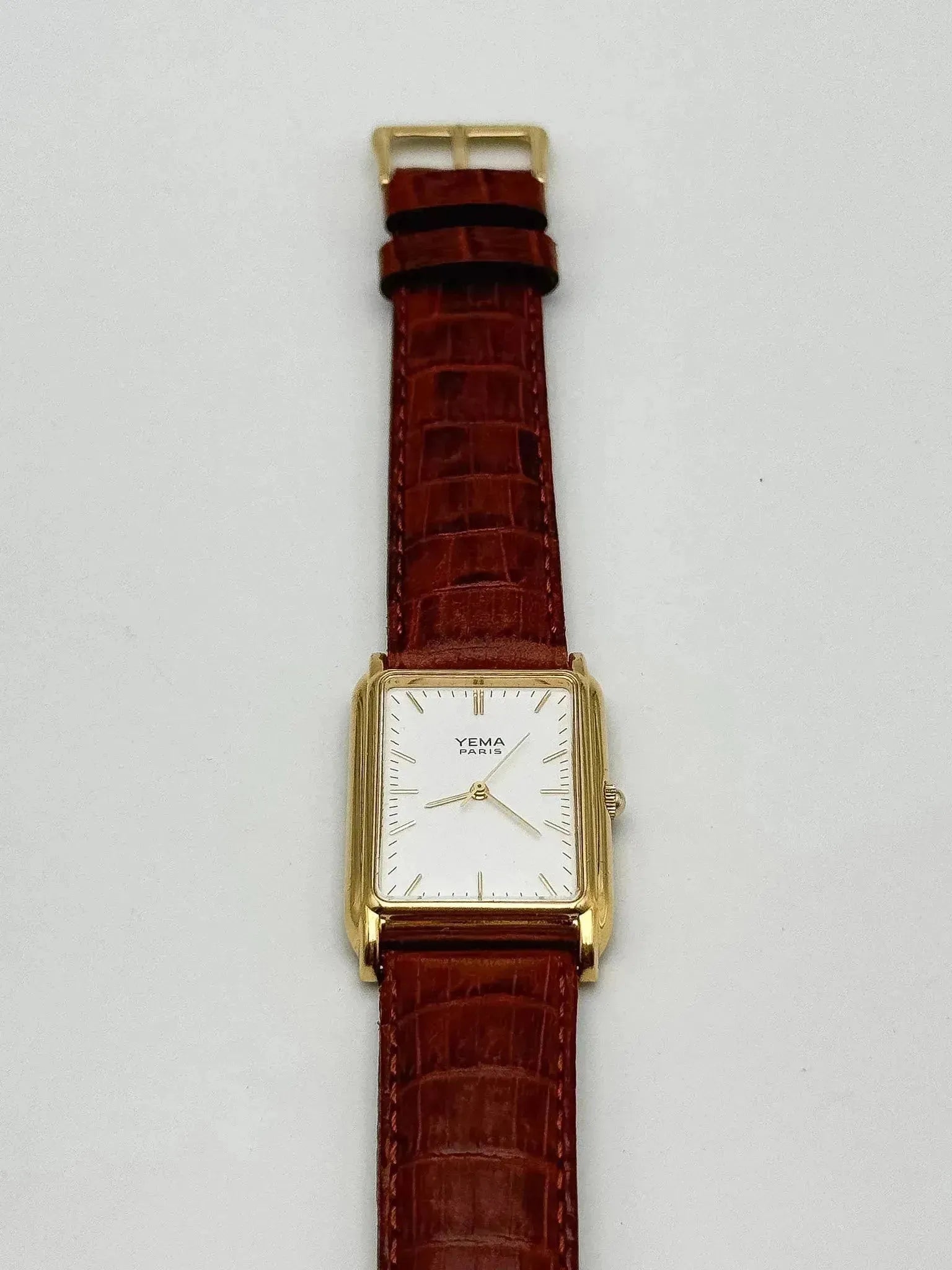 Yema - Tank Plaqué Or Cadran Blanc - 1990s - Atelier Victor Paris - Vintage Watch Shop Dubai