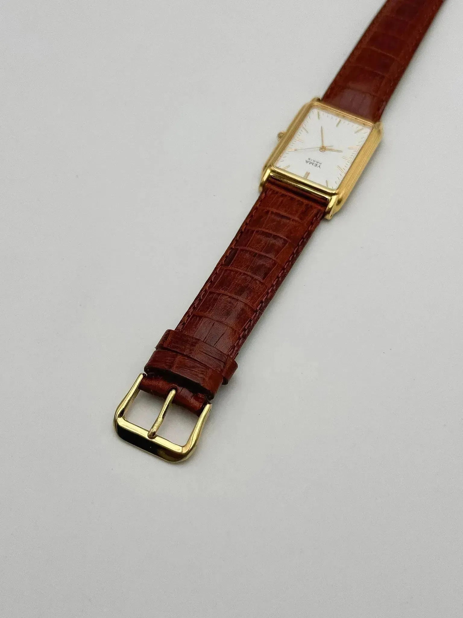 Yema - Tank Plaqué Or Cadran Blanc - 1990s - Atelier Victor Paris - Vintage Watch Shop Dubai