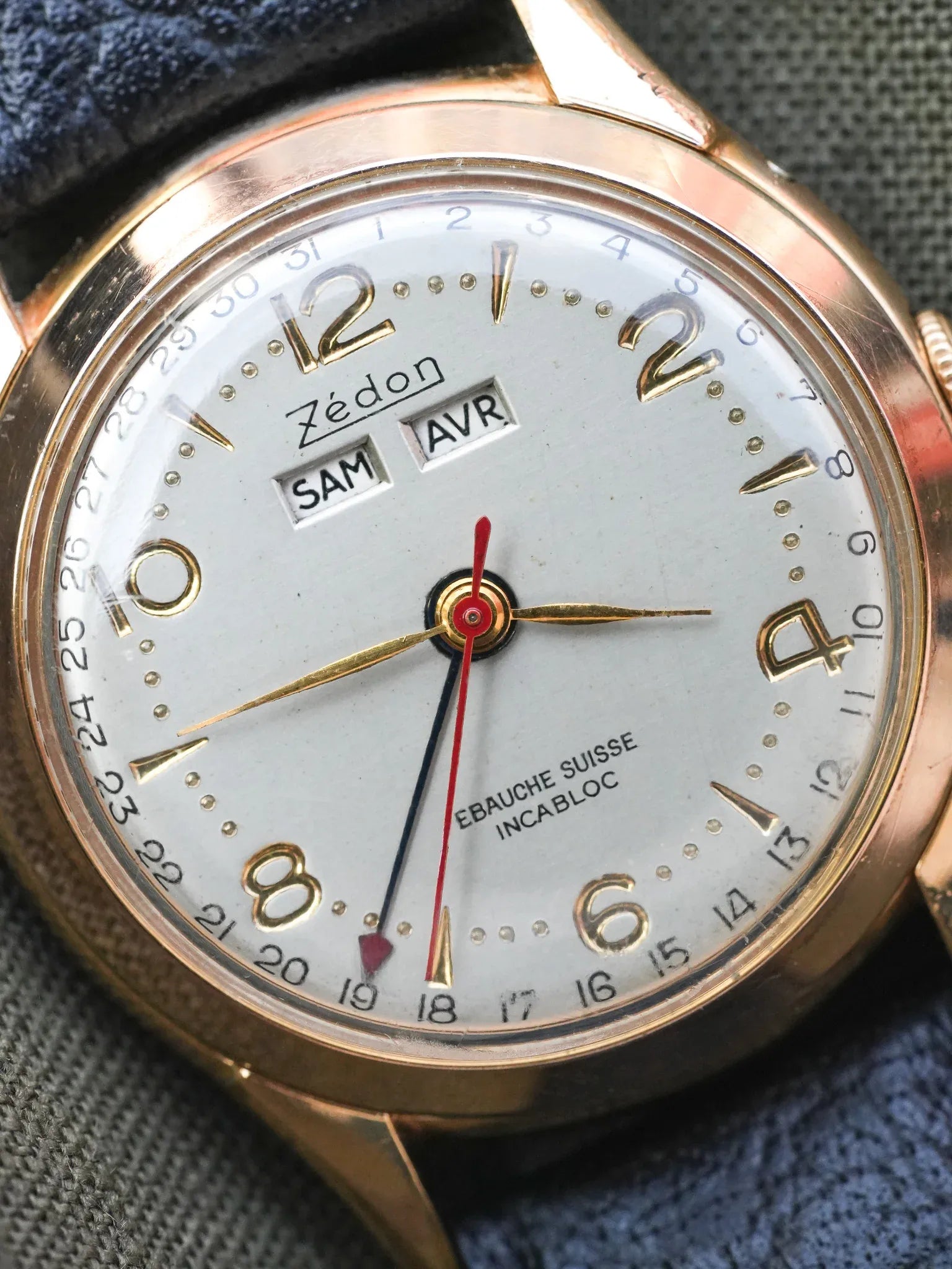 Zédon - Triple Calendar Français Plaqué or - 1960s - Atelier Victor