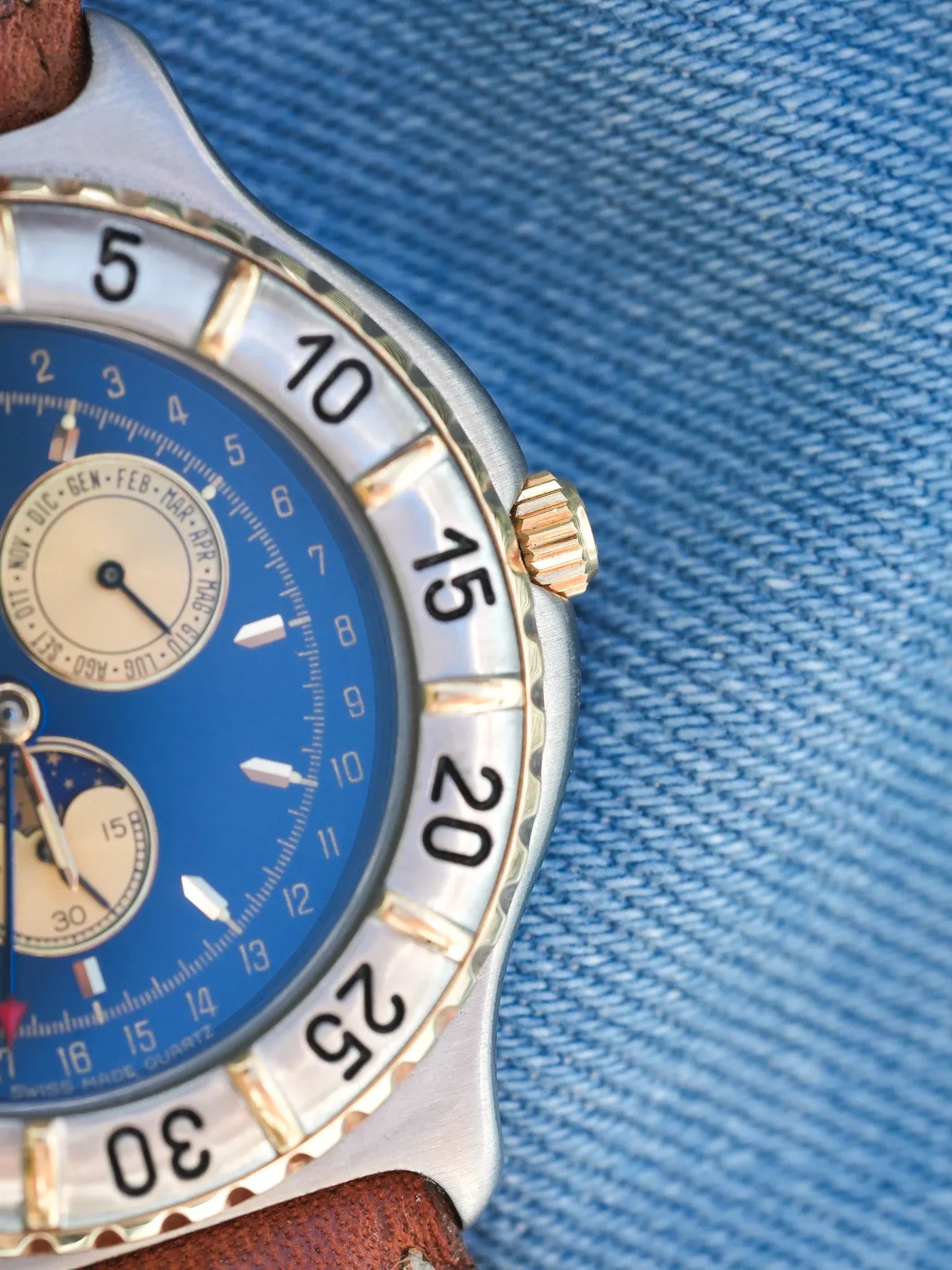 Zenith - Phase de lune triple calendar bleu nuit - NOS & Papier - 1980s - Atelier Victor