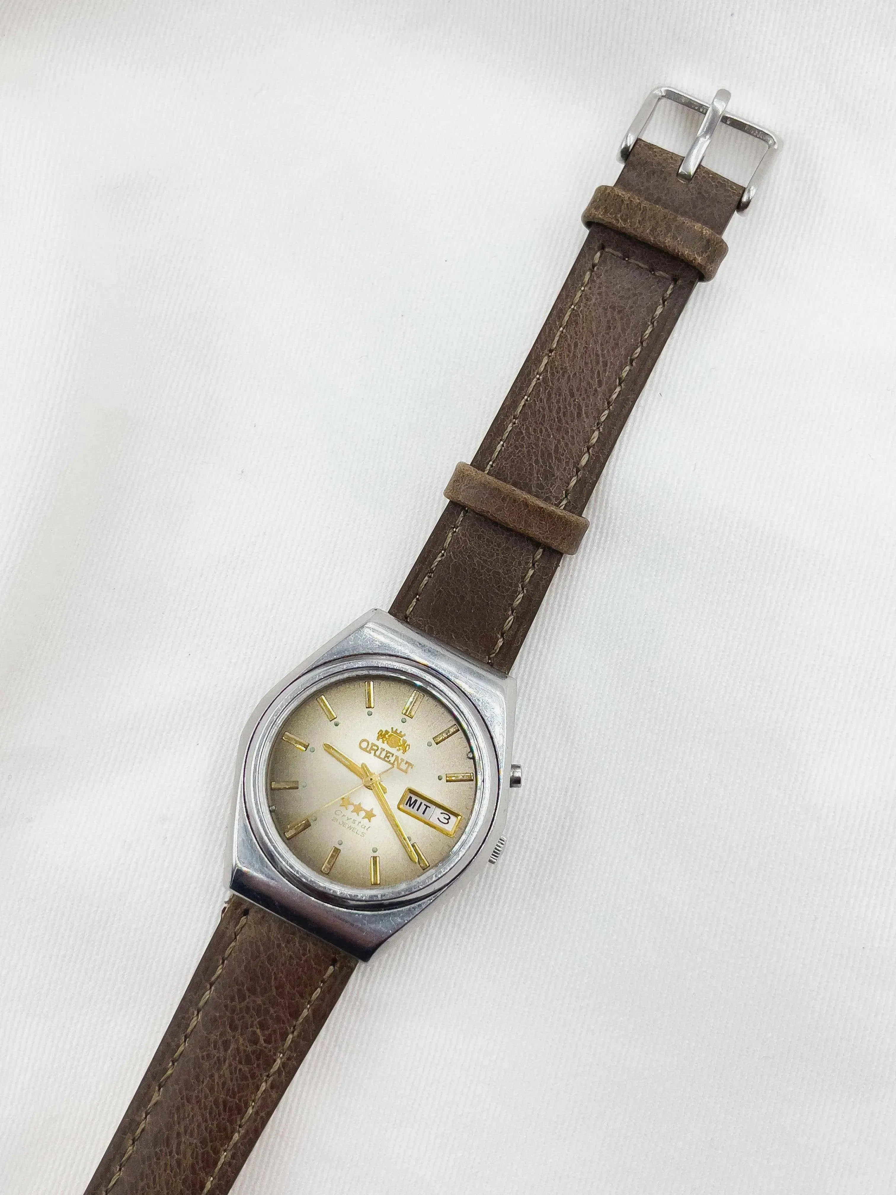 Orient - Cadran Moka Or - 1980s - Atelier Victor - Vintage Shop