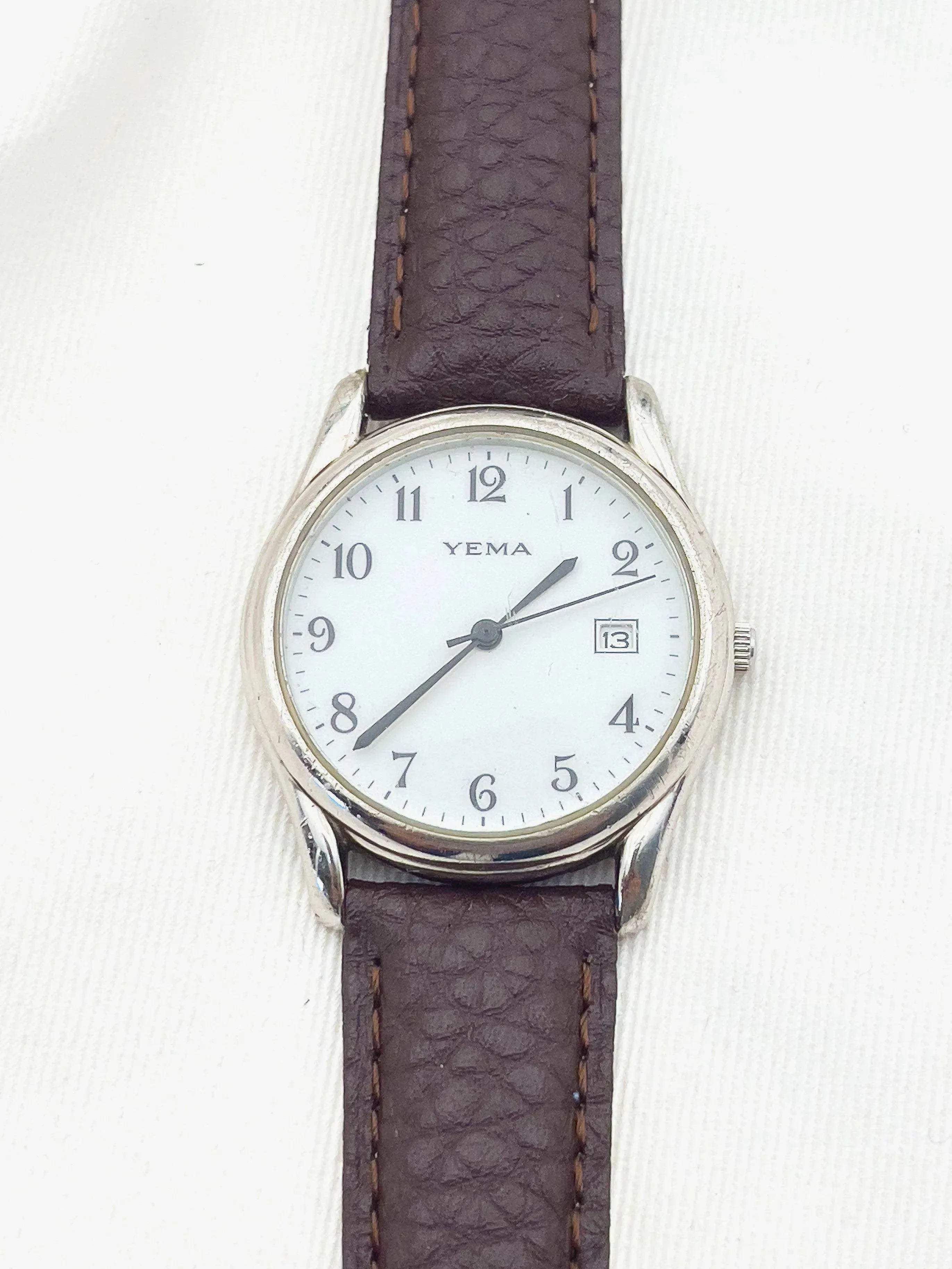 Yema - Cadran Blanc Boîtier Acier Date - 1990s - Atelier Victor