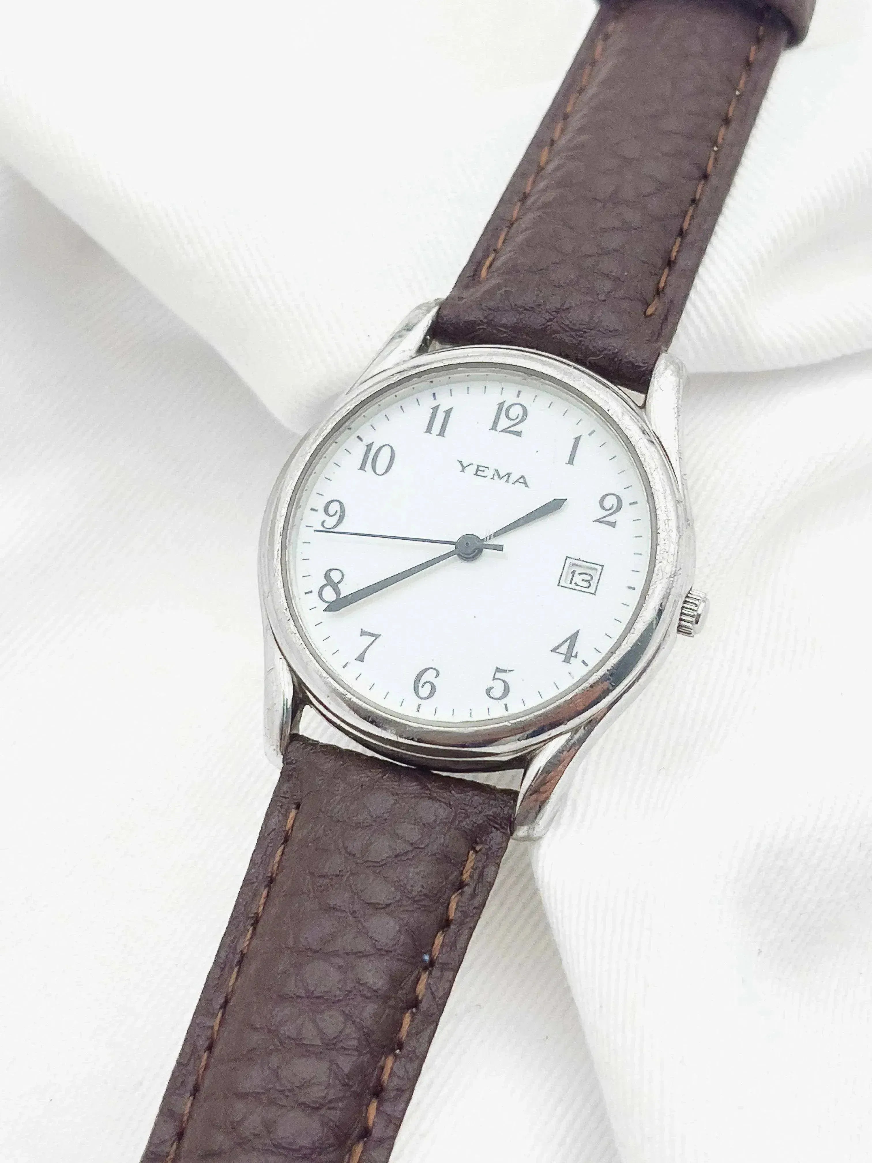 Yema - Cadran Blanc Boîtier Acier Date - 1990s - Atelier Victor